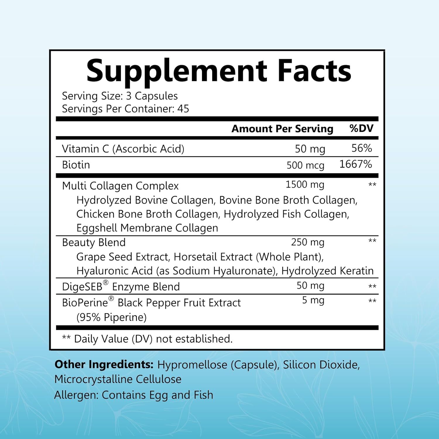 Multi Collagen Capsules with Hyaluronic Acid- Support for Healthy Skin, Hair, Nails - 135 Capsules