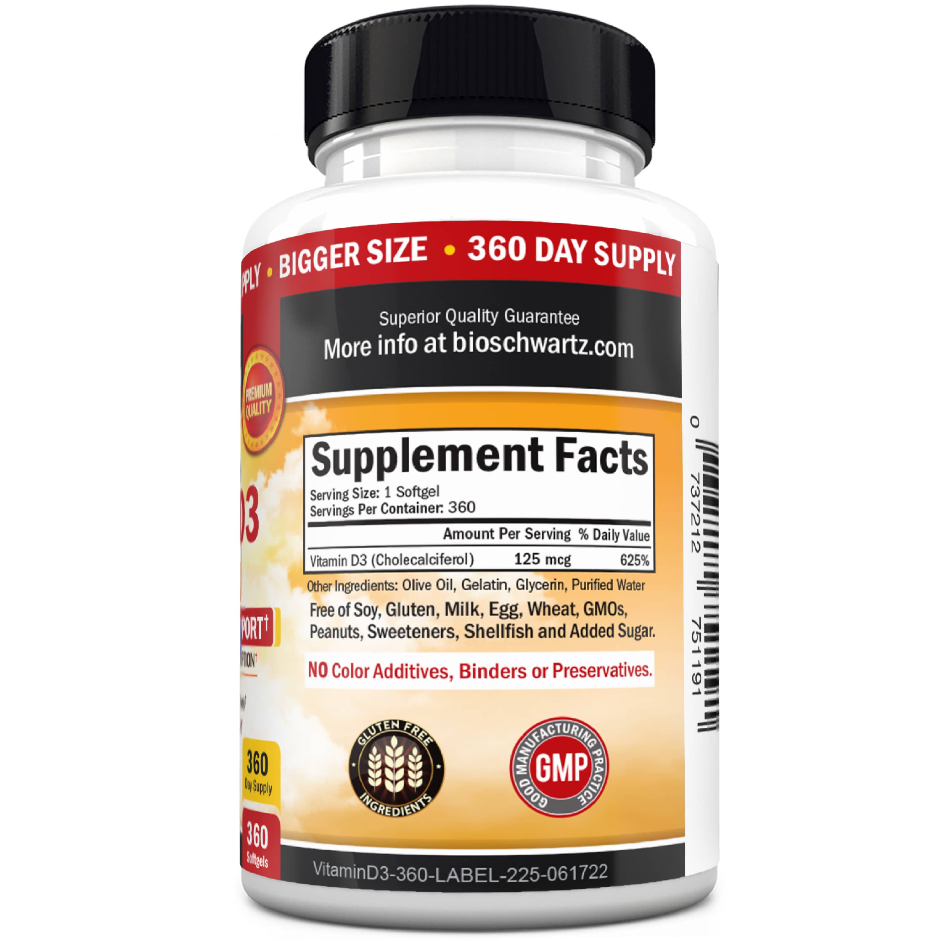 Vitamin D3 5000IU Softgels, 360ct