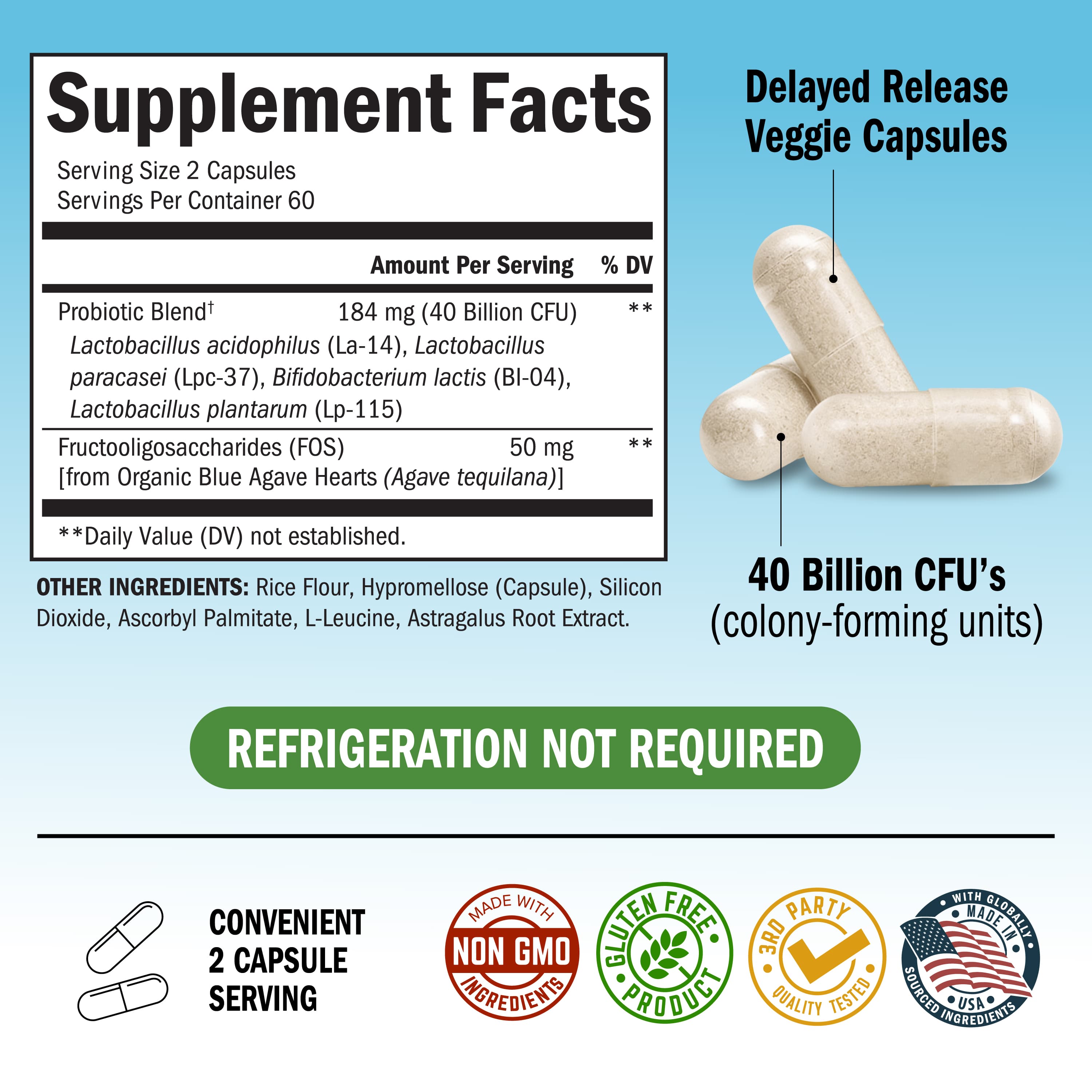 Probiotics 40 Billion CFU Capsules, 120ct