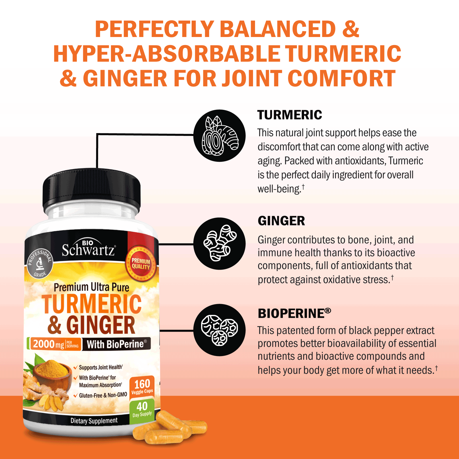 Turmeric and Ginger Supplement - 2,000mg 95% Curcuminoids