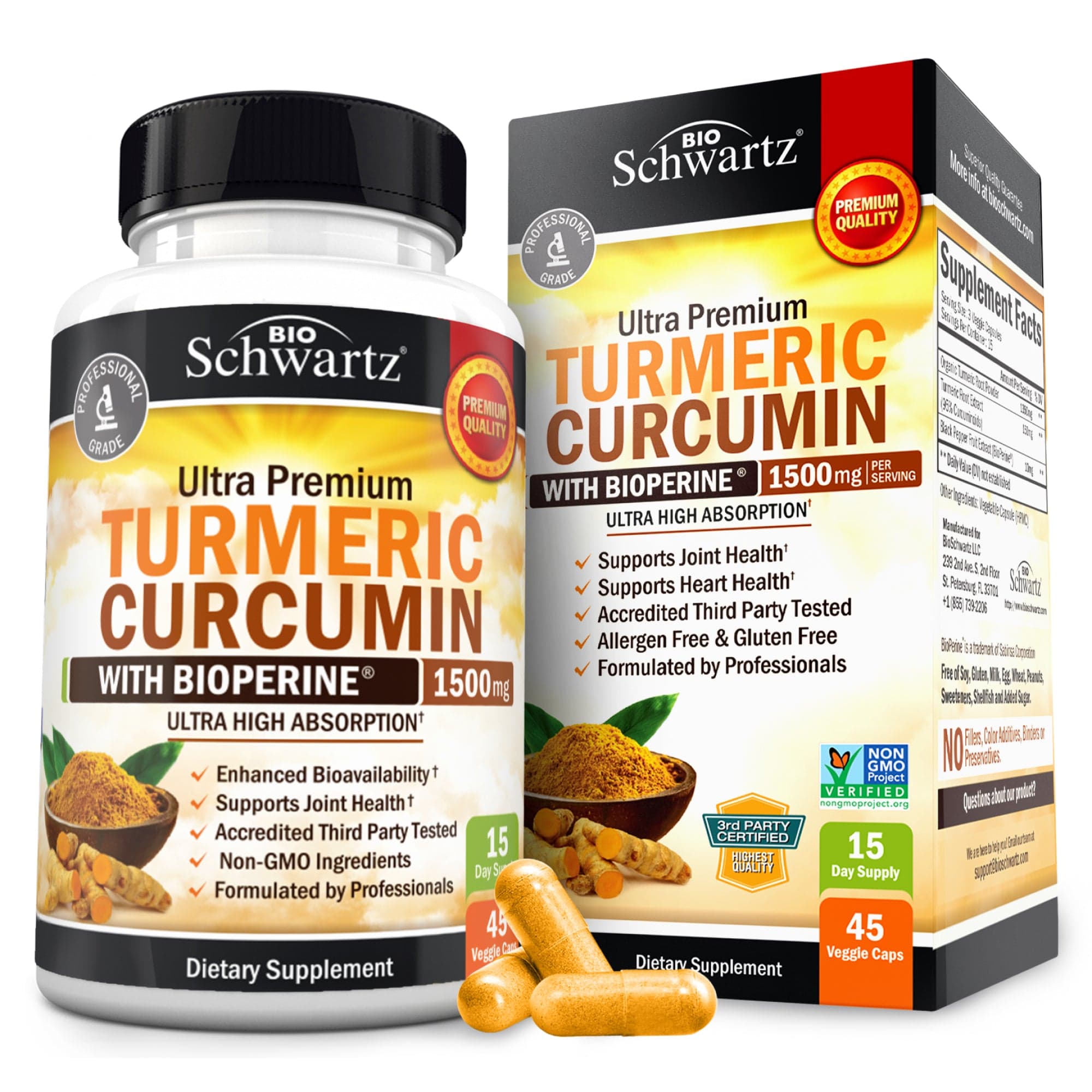 Turmeric Curcumin 1500mg Capsules, 45ct