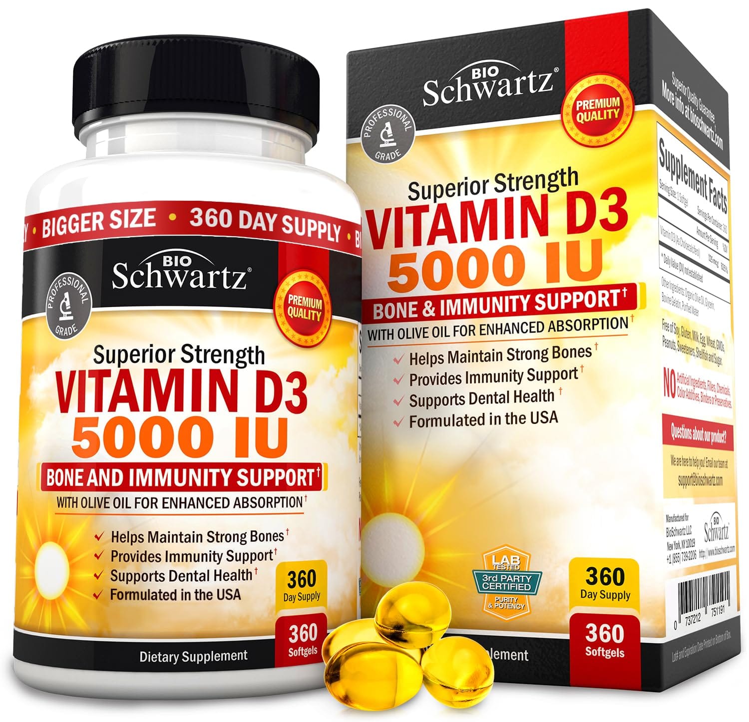 Vitamin D3 5000IU Softgels, 360ct