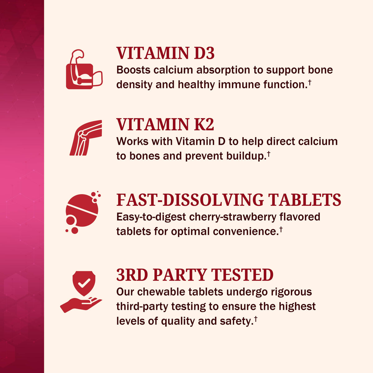 Bariatric Vitamin D3+K2 90 Day Meltable Tablets