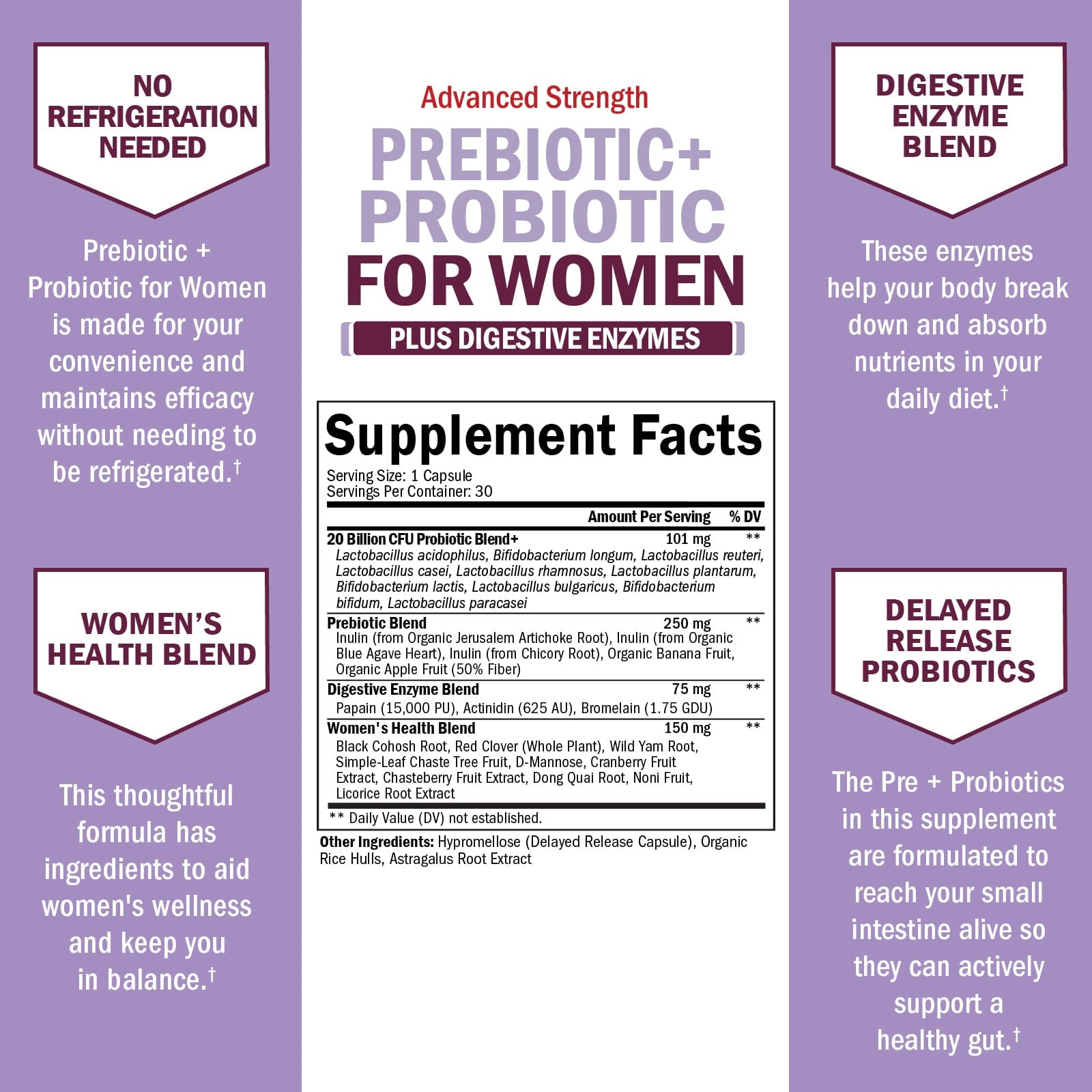 Women's Prebiotic + Probiotic Capsules, 30ct