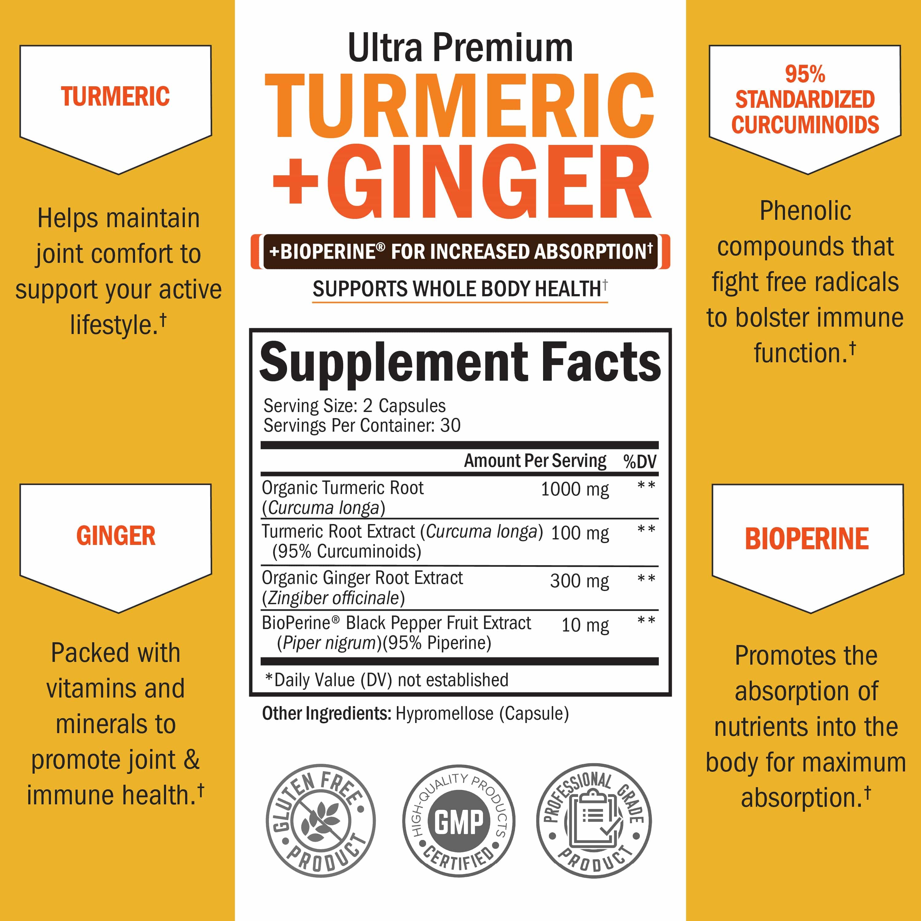 Turmeric + Ginger Capsules, 60ct