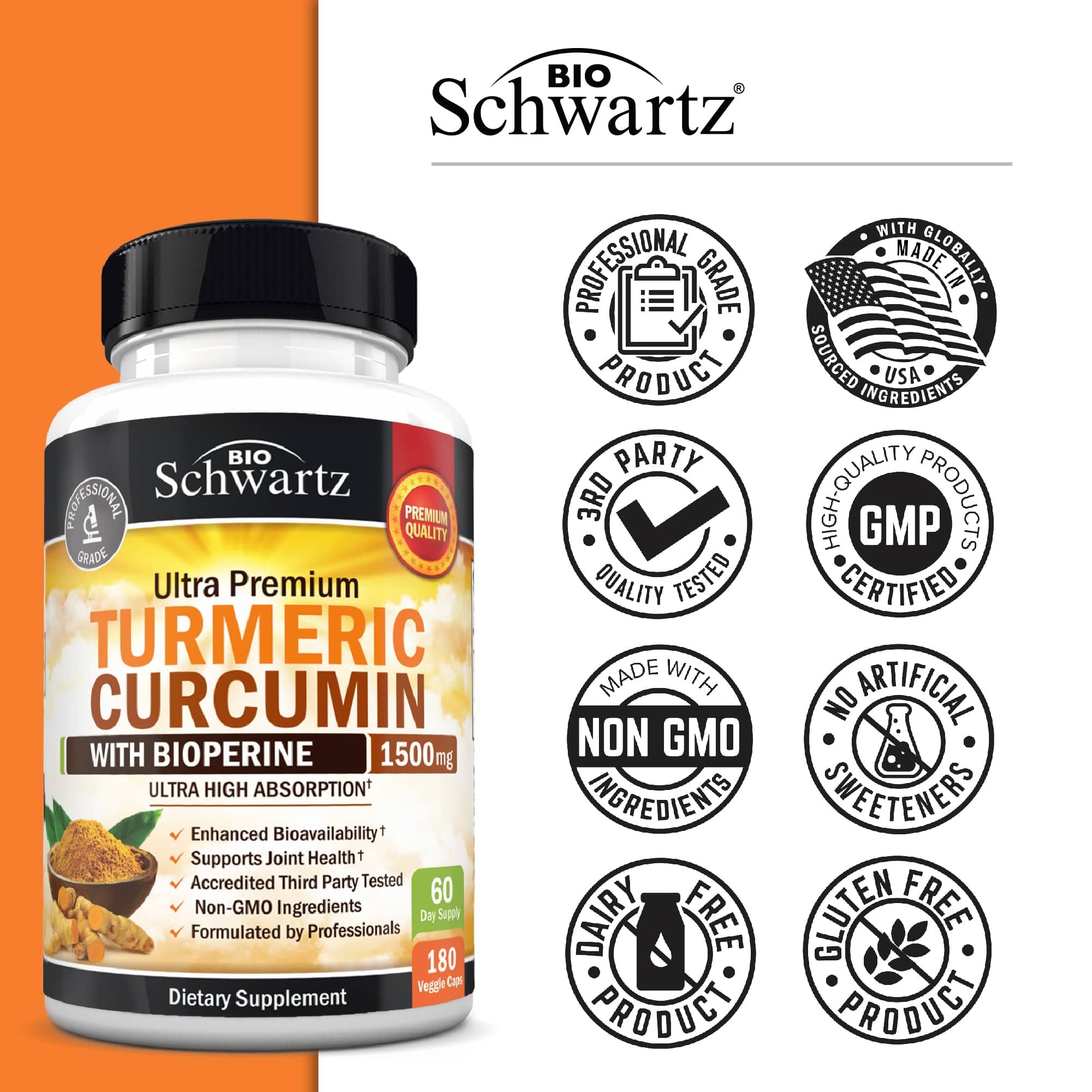 Turmeric Curcumin 1500mg Capsules, 180ct