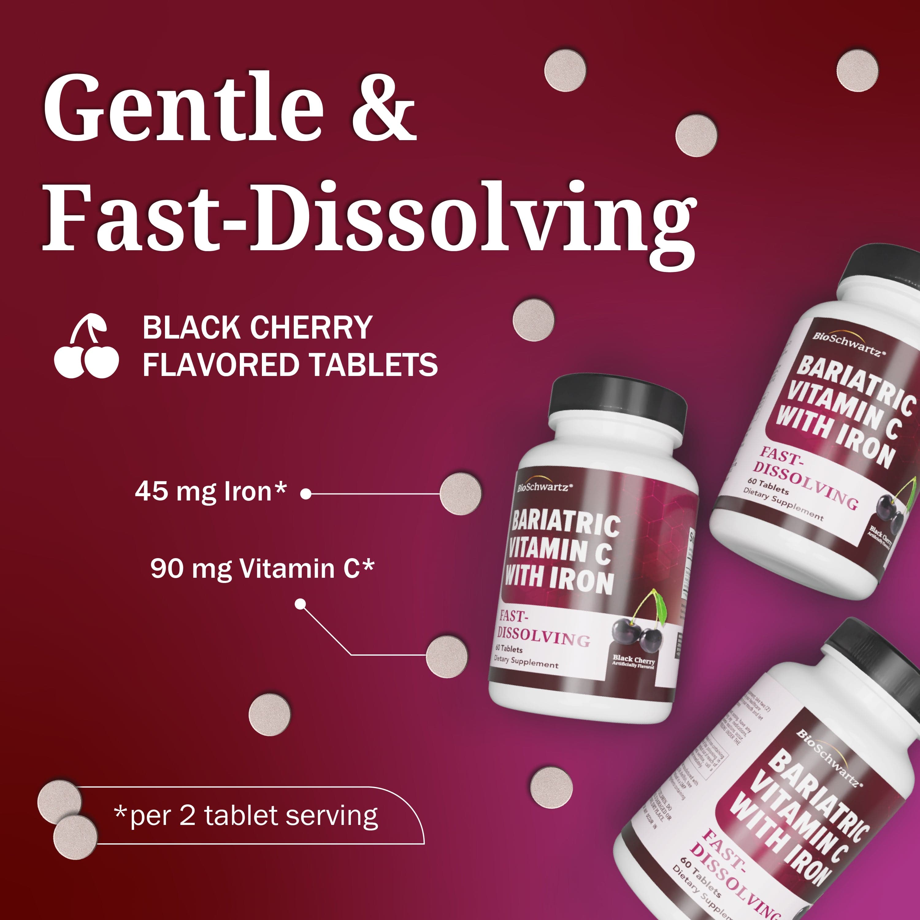 Bariatric Iron + Vitamin C 30 Day Meltable Tablets, 60ct