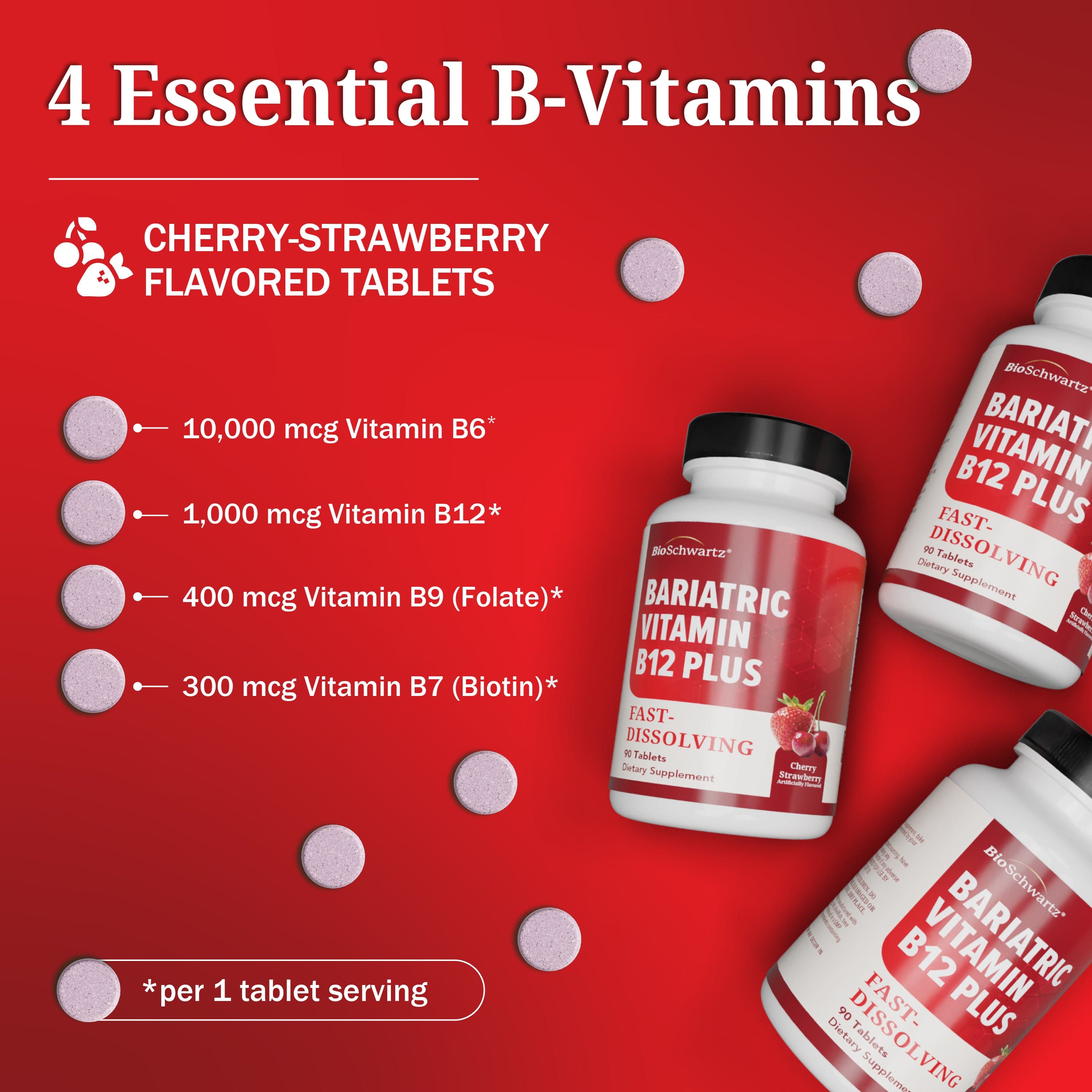 Bariatric Vitamin B12 Plus 90 Day Meltable Tablets, 90ct