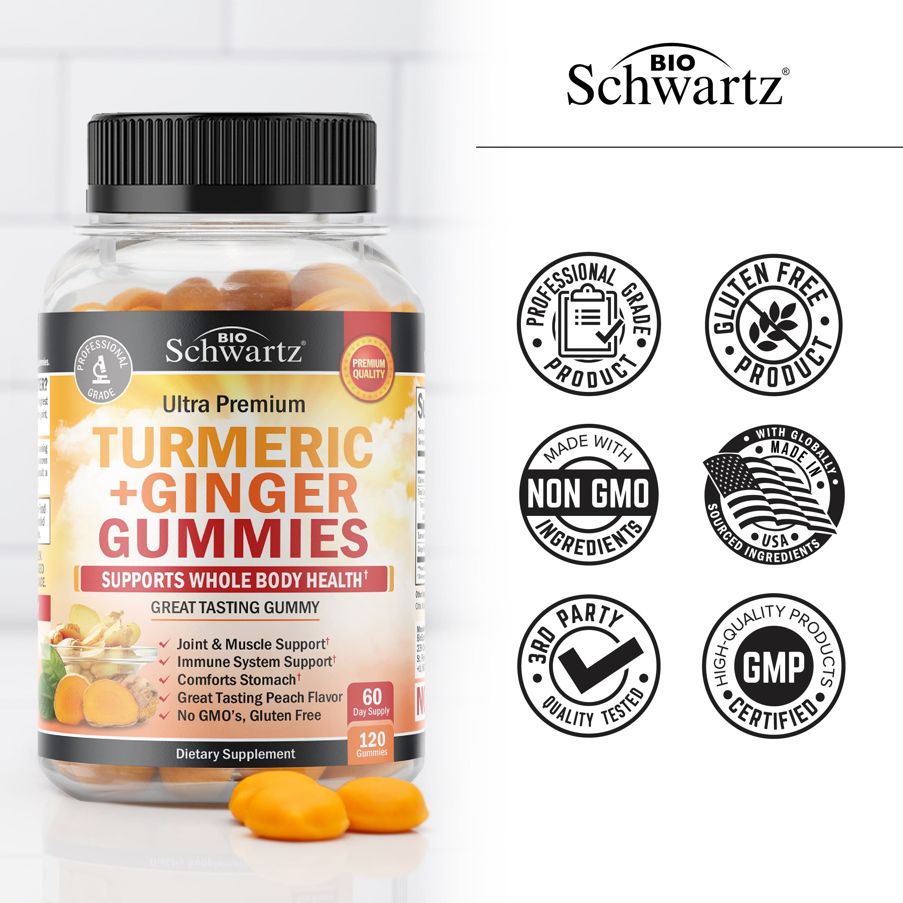 Turmeric + Ginger Gummies, 120ct