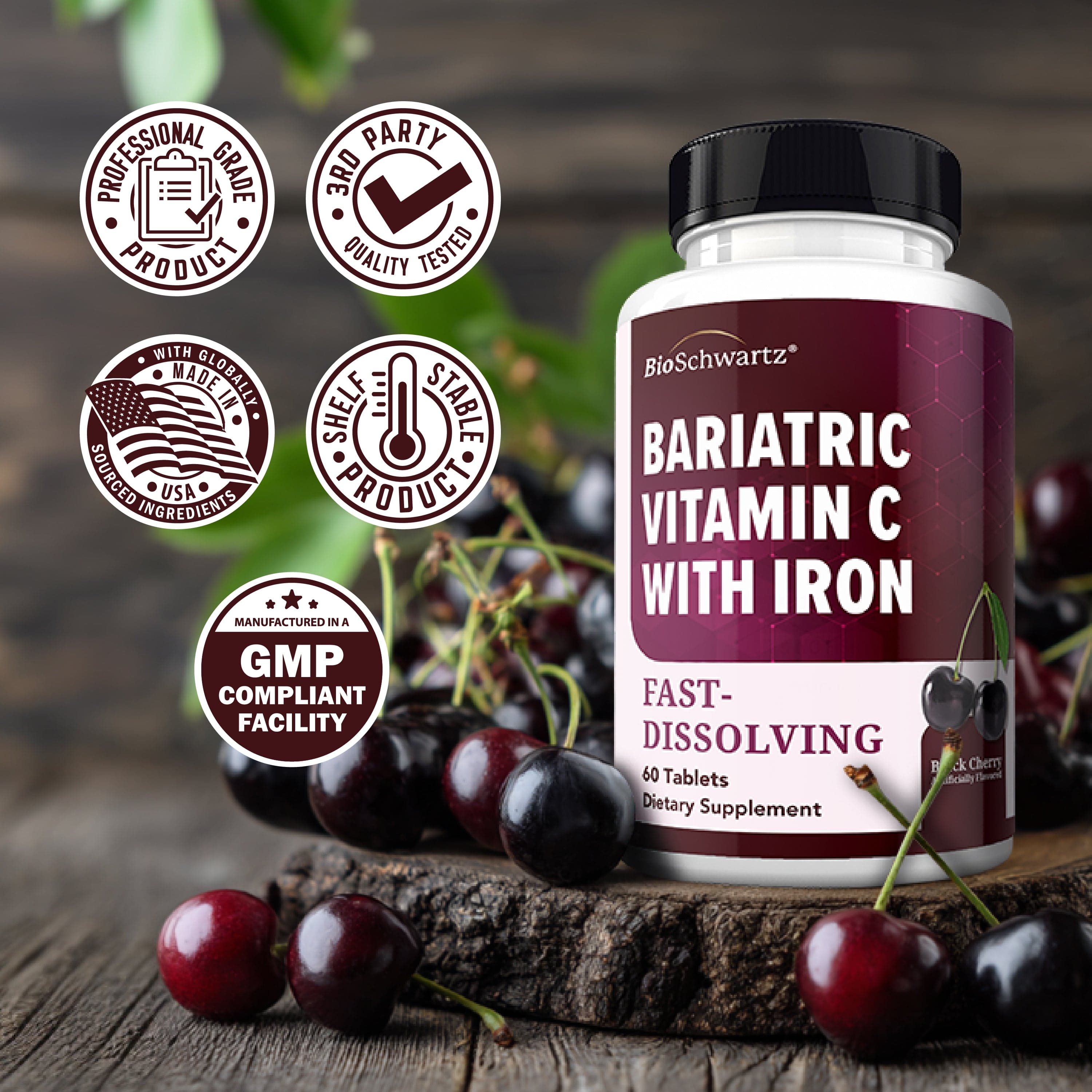 Bariatric Iron + Vitamin C 30 Day Meltable Tablets, 60ct