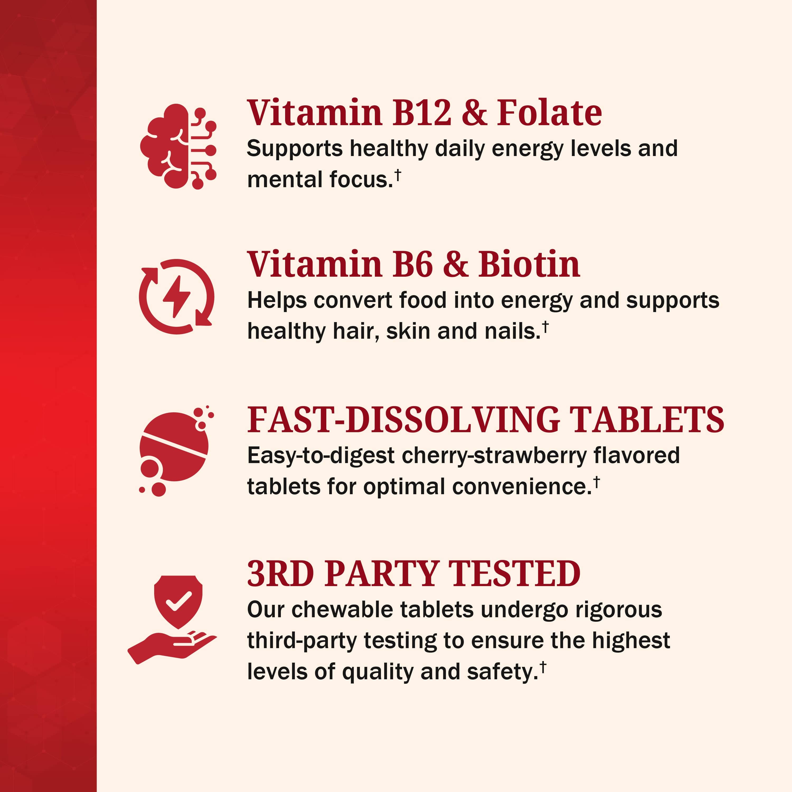 Bariatric Vitamin B12 Plus 90 Day Meltable Tablets, 90ct