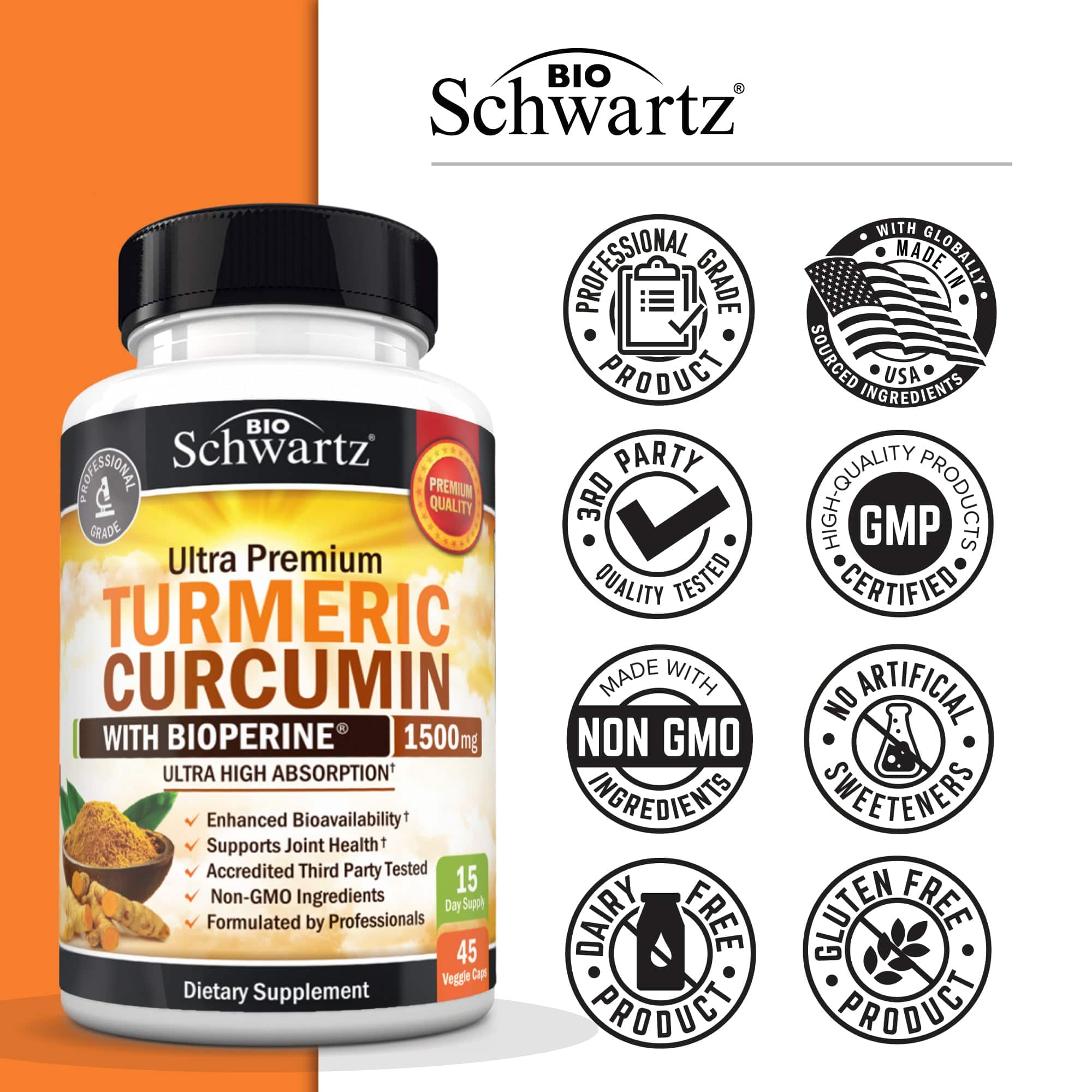 Turmeric Curcumin 1500mg Capsules, 45ct