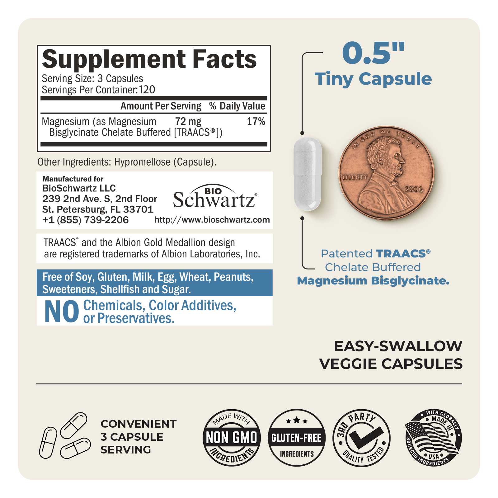 Magnesium Bisglycinate Capsules, 360 Count