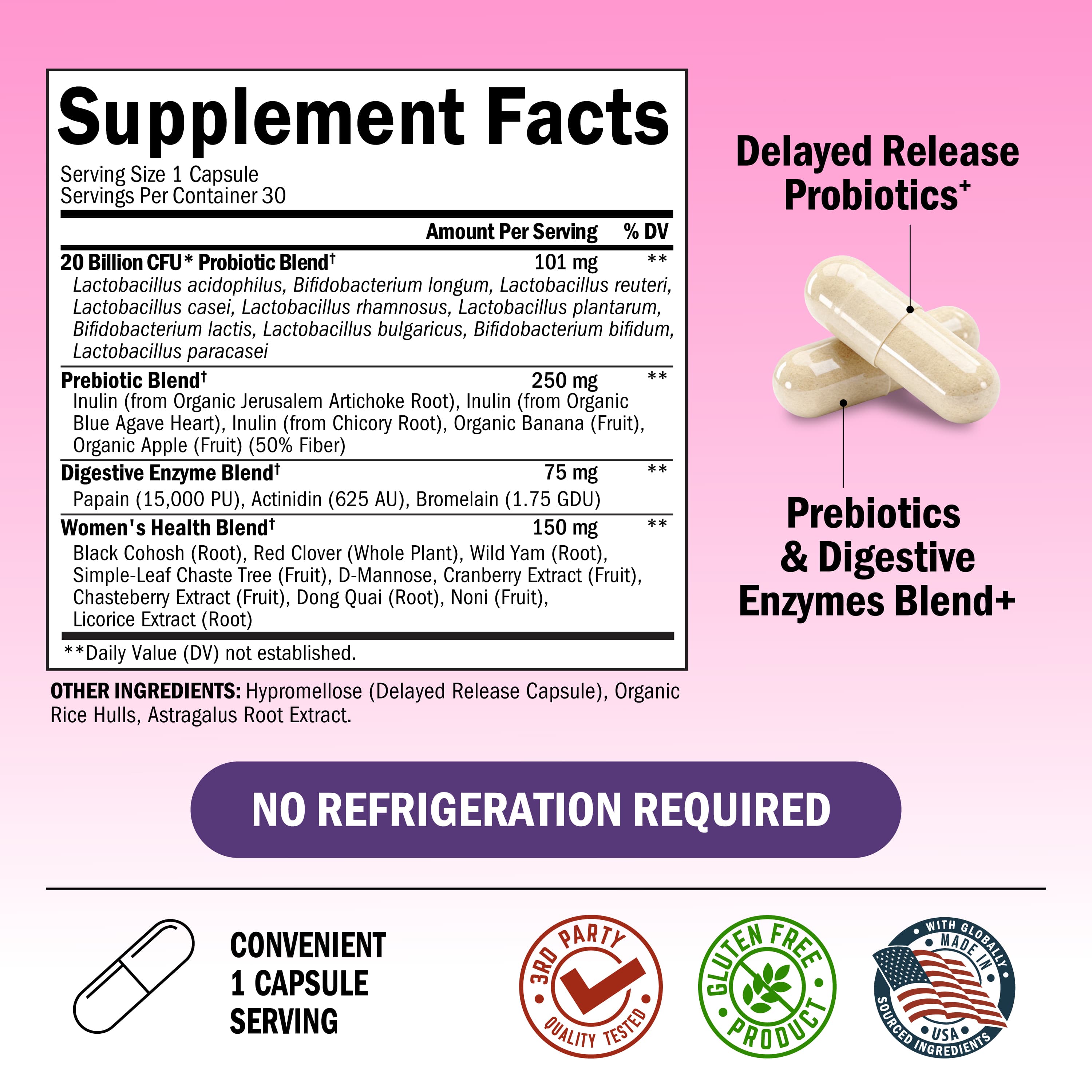 Women's Prebiotic + Probiotic Capsules, 30ct