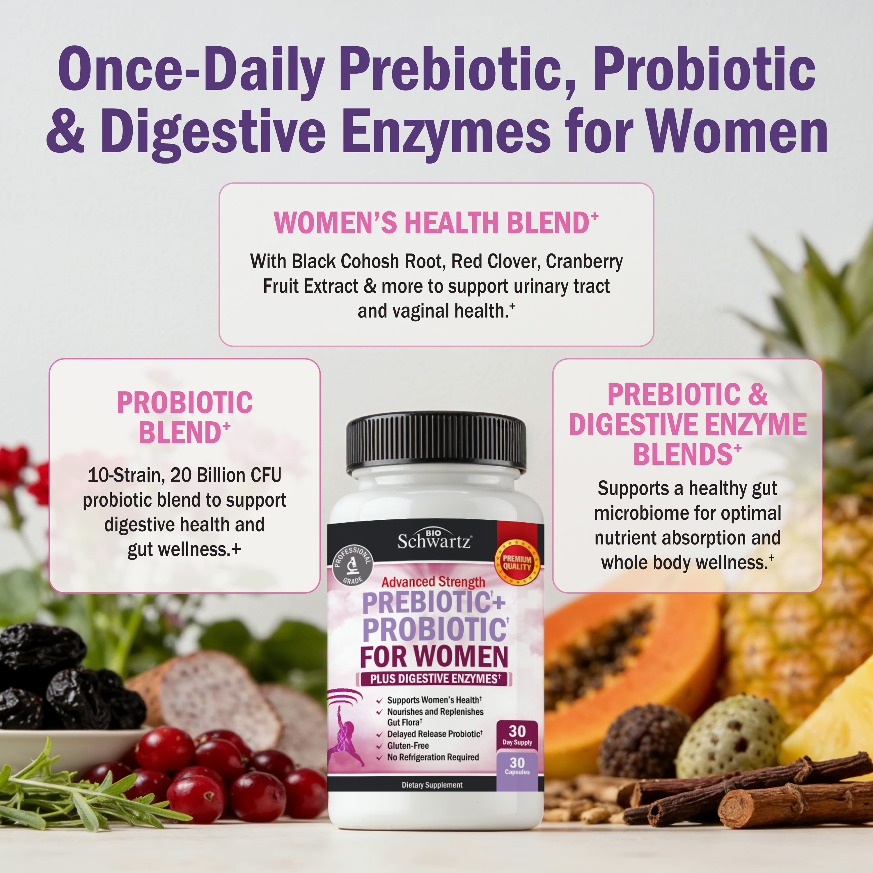 Women's Prebiotic + Probiotic Capsules, 30ct