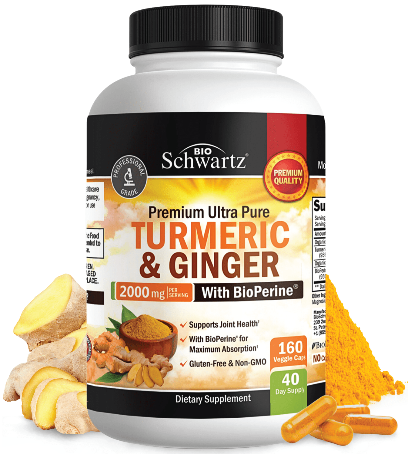 Turmeric and Ginger Supplement - 2,000mg 95% Curcuminoids