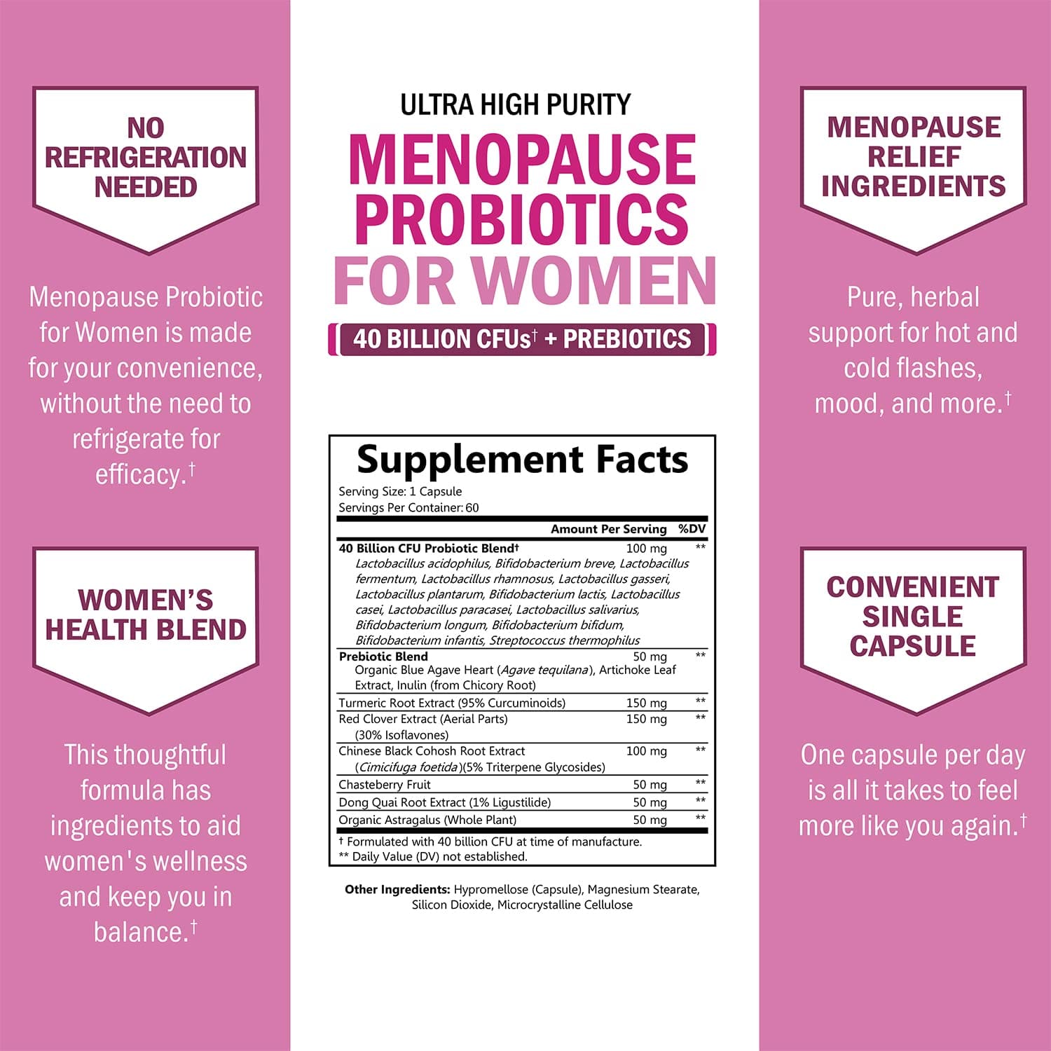 Women's Menopause Probiotic Capsules, 60ct