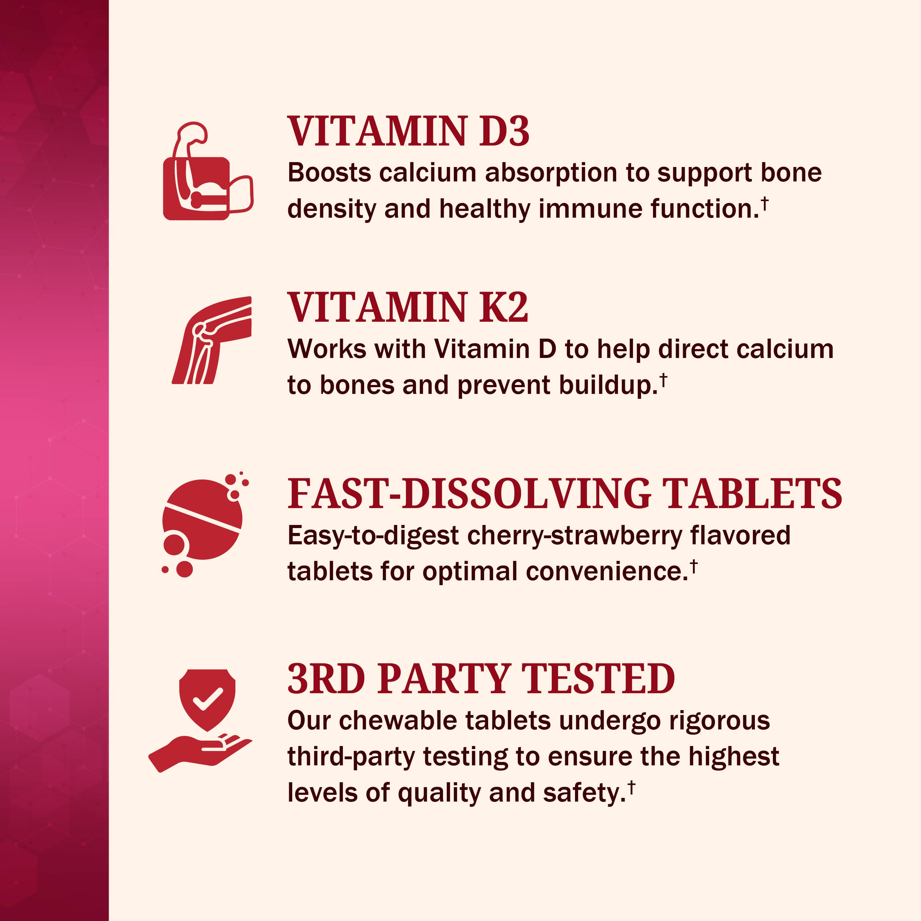 Bariatric Vitamin D3+K2 90 Day Meltable Tablets