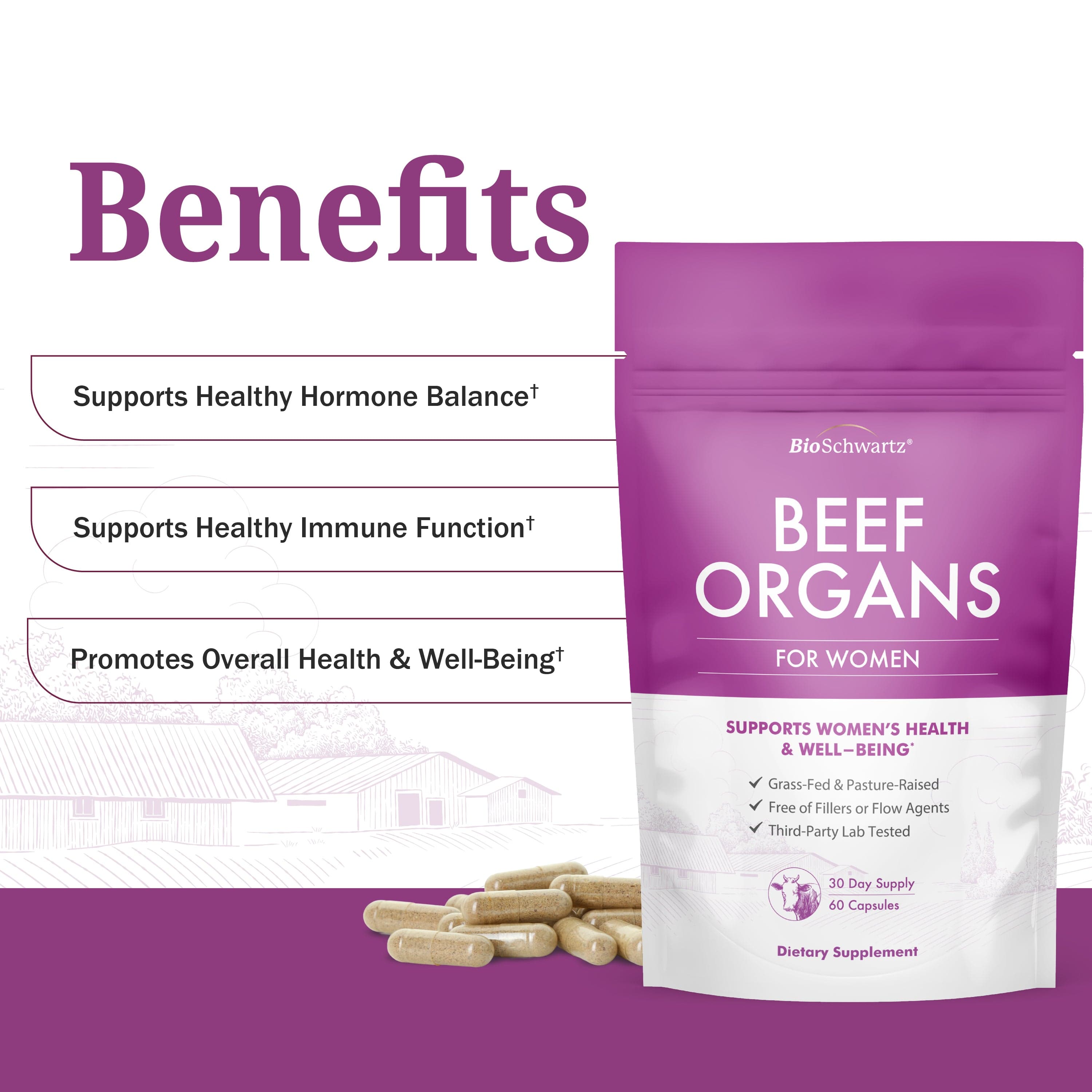 Beef Organs For Women, 60ct