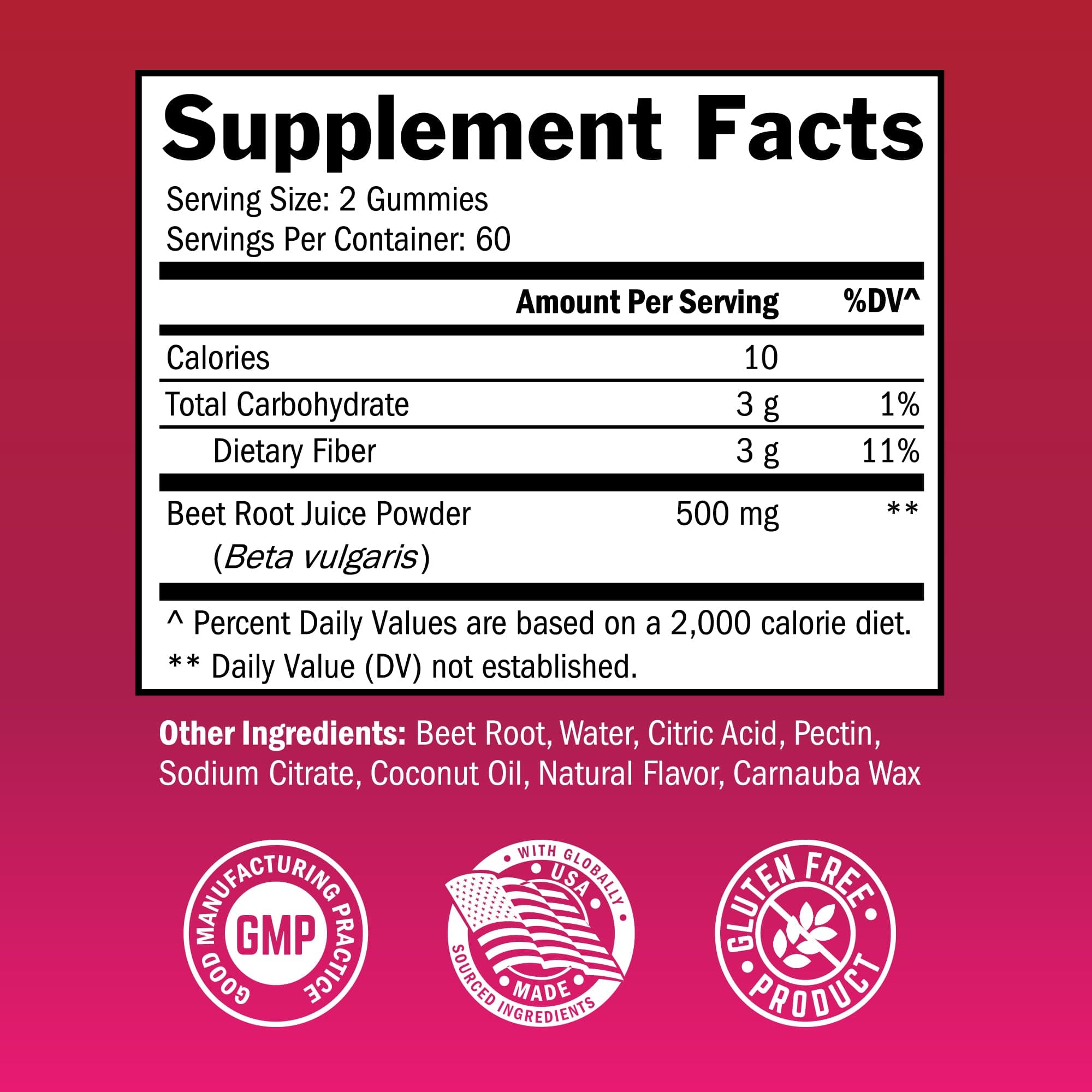 Sugar Free Beet Root Gummies, 120ct