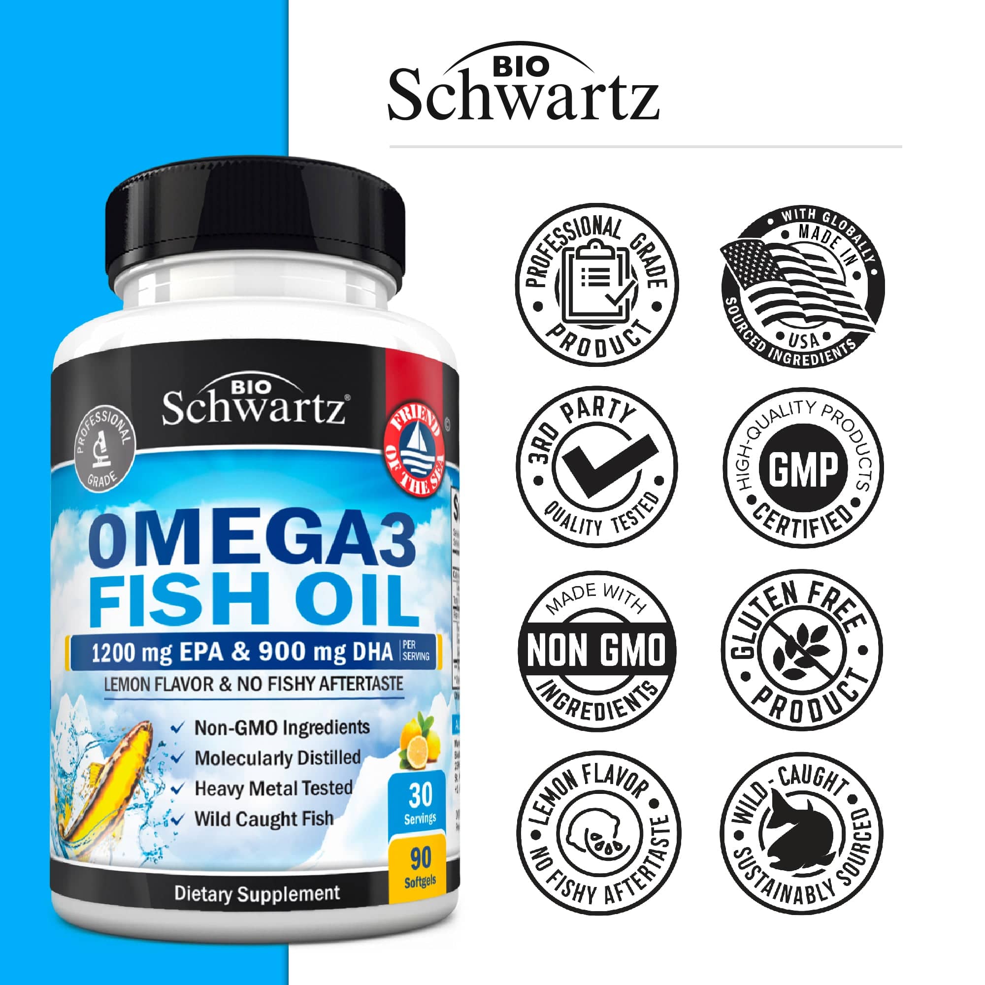 Omega 3 Fish Oil Softgels, 90ct