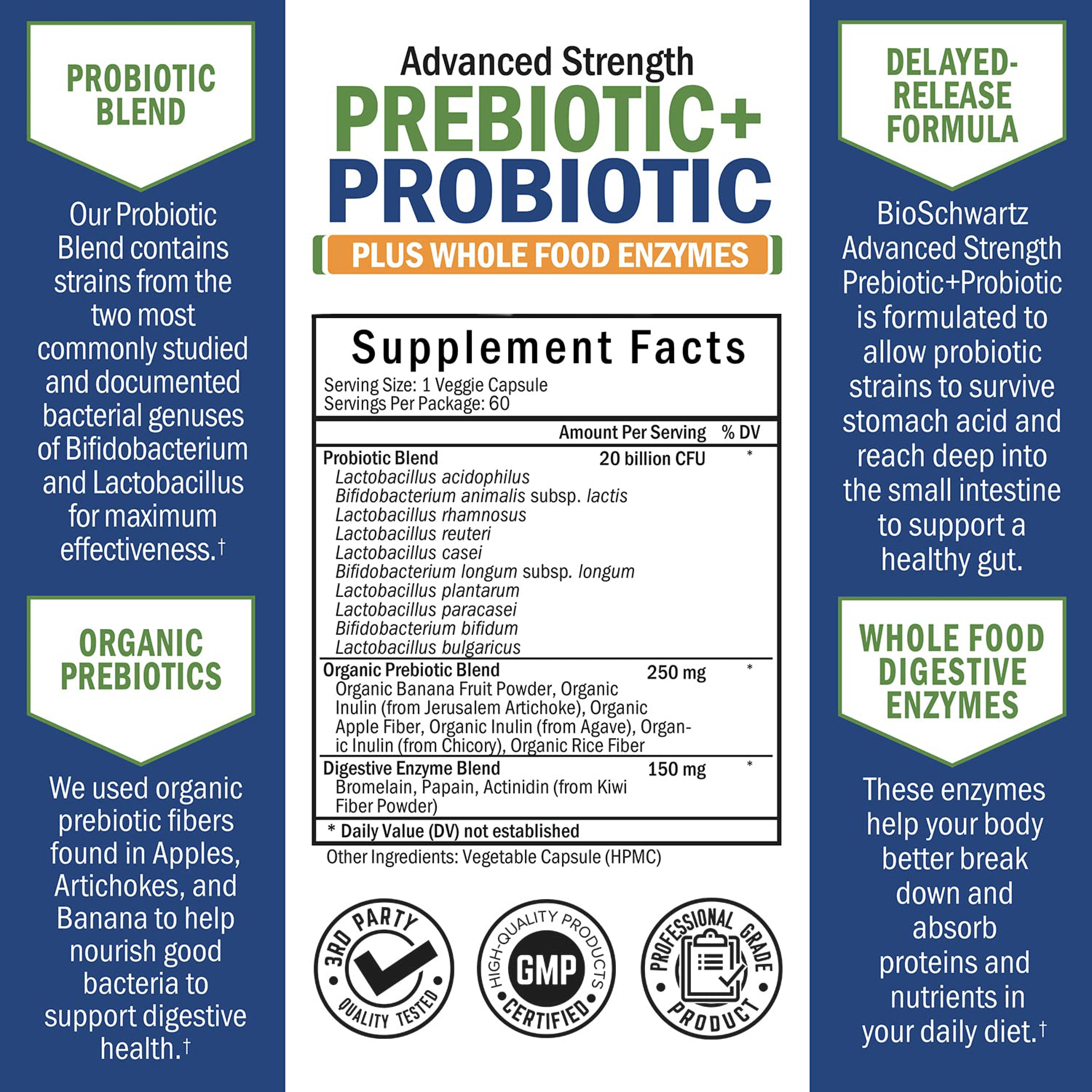 Prebiotic + Probiotic Capsules, 60ct