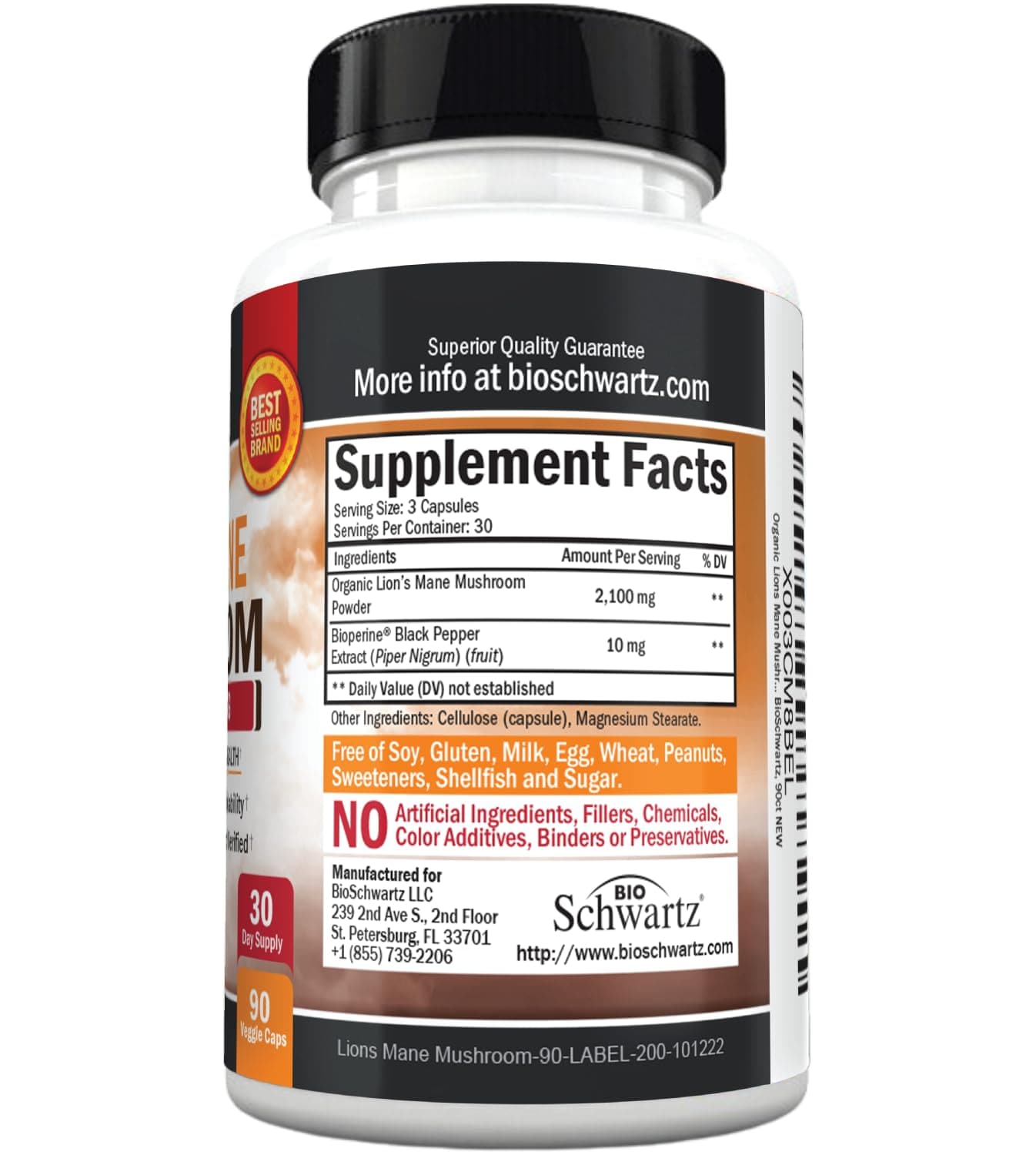 Lions Mane Mushroom Capsules, 90ct