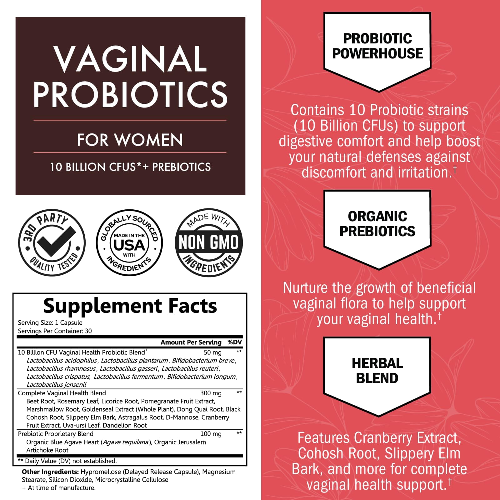 Vaginal Probiotic Capsules, 30ct