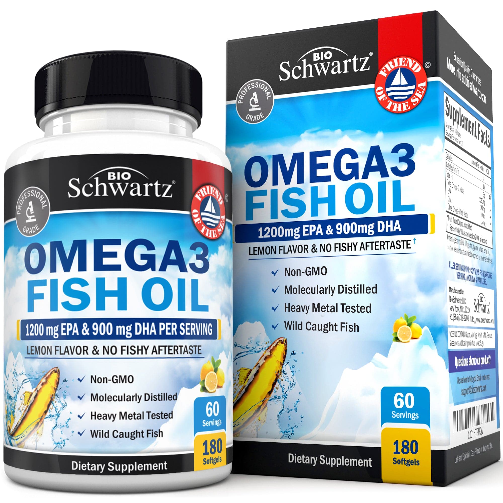 Omega 3 Fish Oil Softgels, 180ct