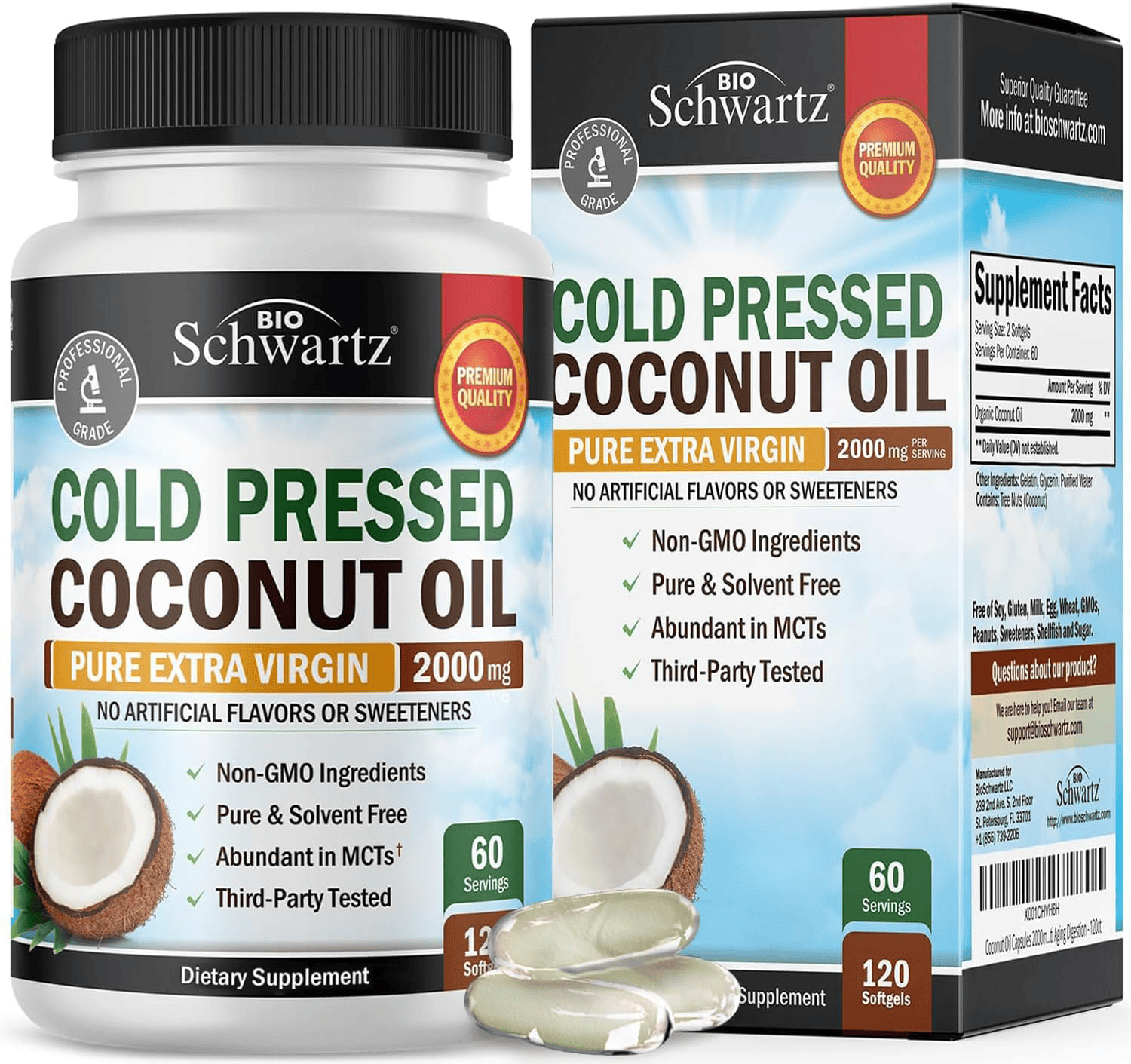 Coconut Oil Softgels, 120ct