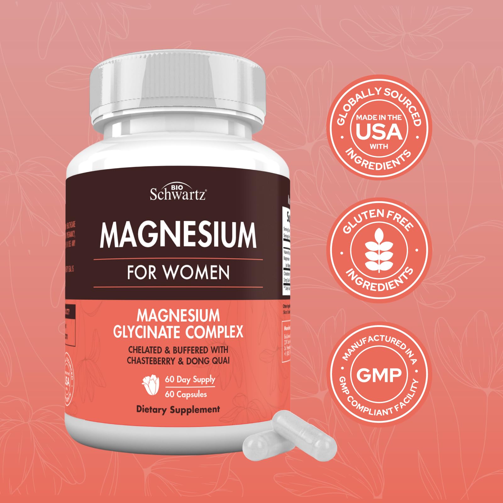Magnesium Capsules for Women, 60ct