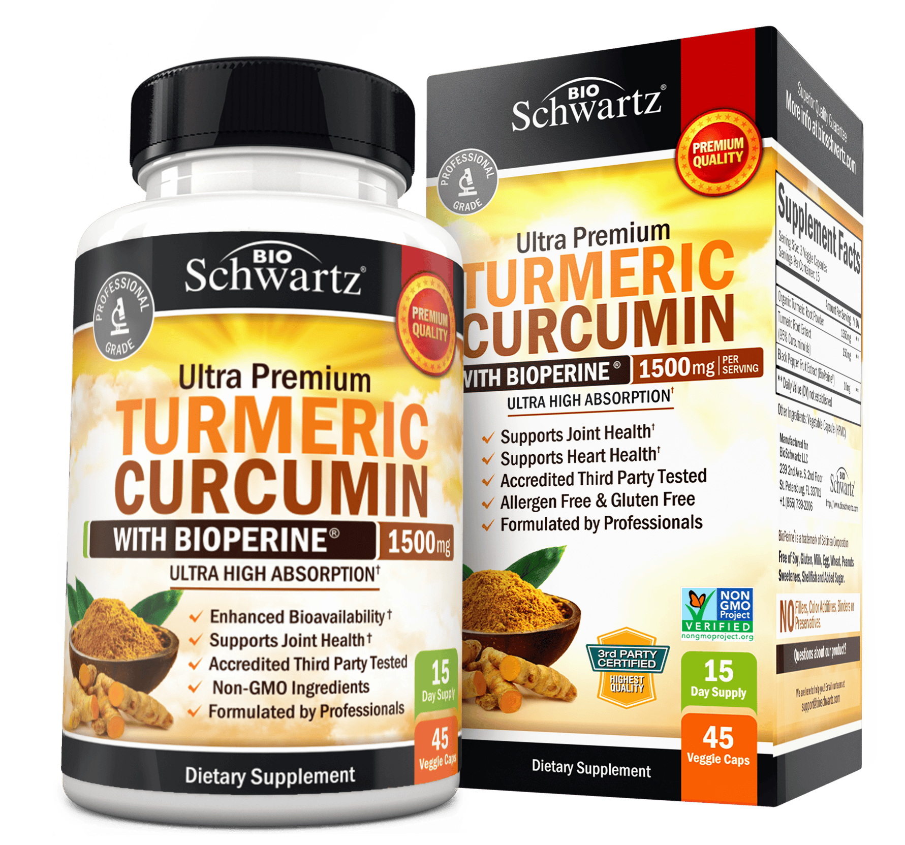 Turmeric Curcumin 1500mg Capsules, 45ct