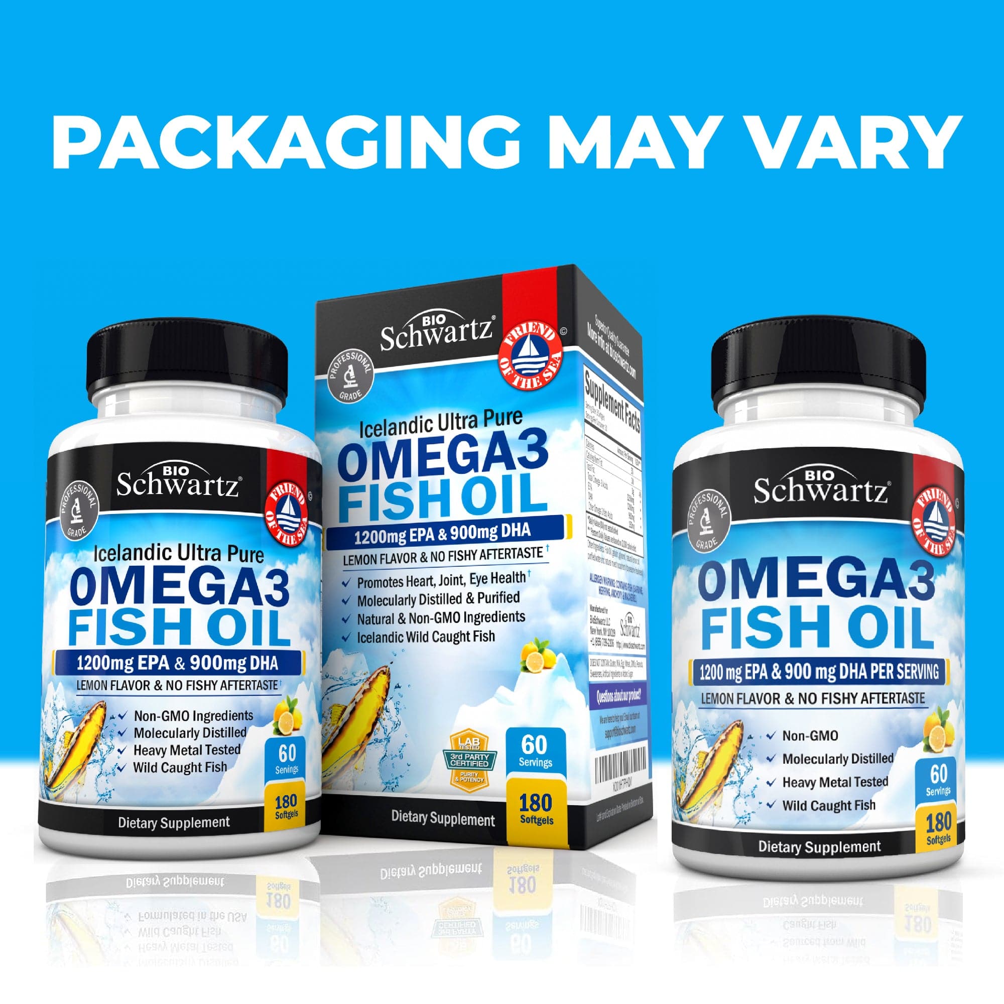 Omega 3 Fish Oil Softgels, 180ct