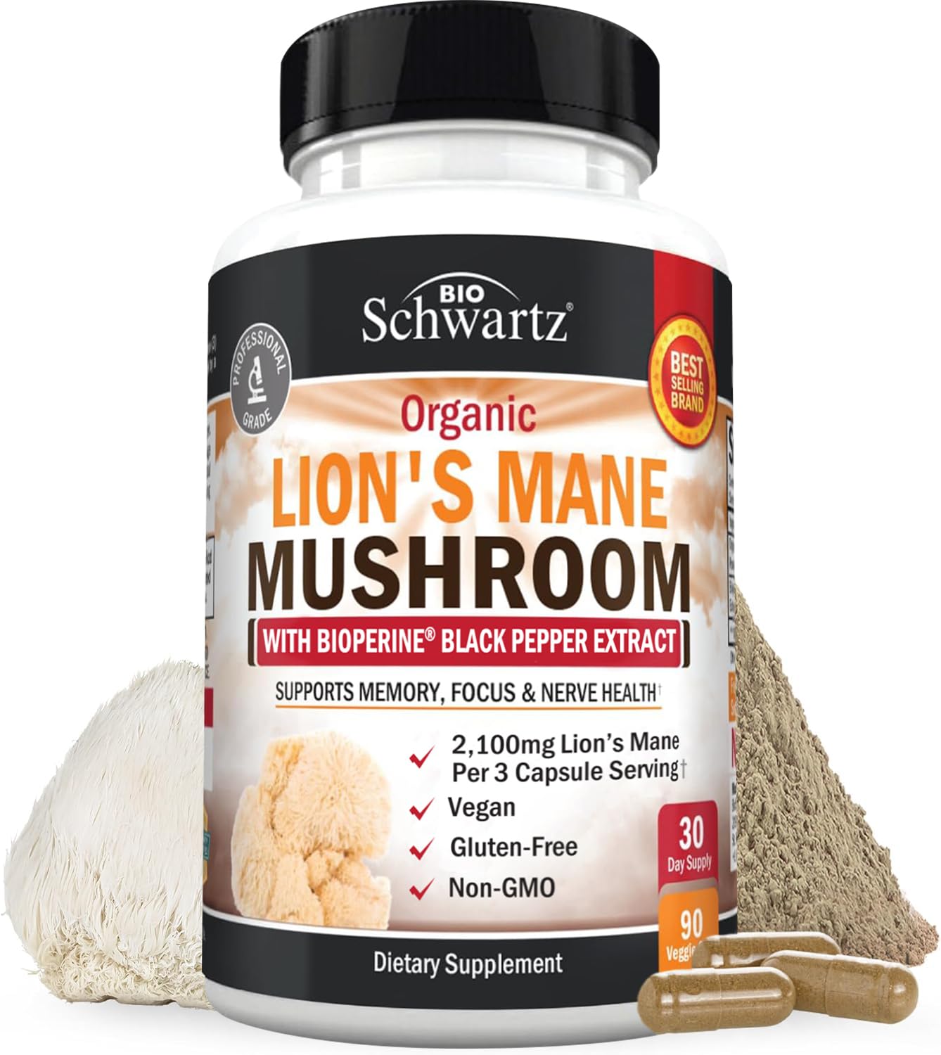 Lions Mane Mushroom Capsules, 90ct