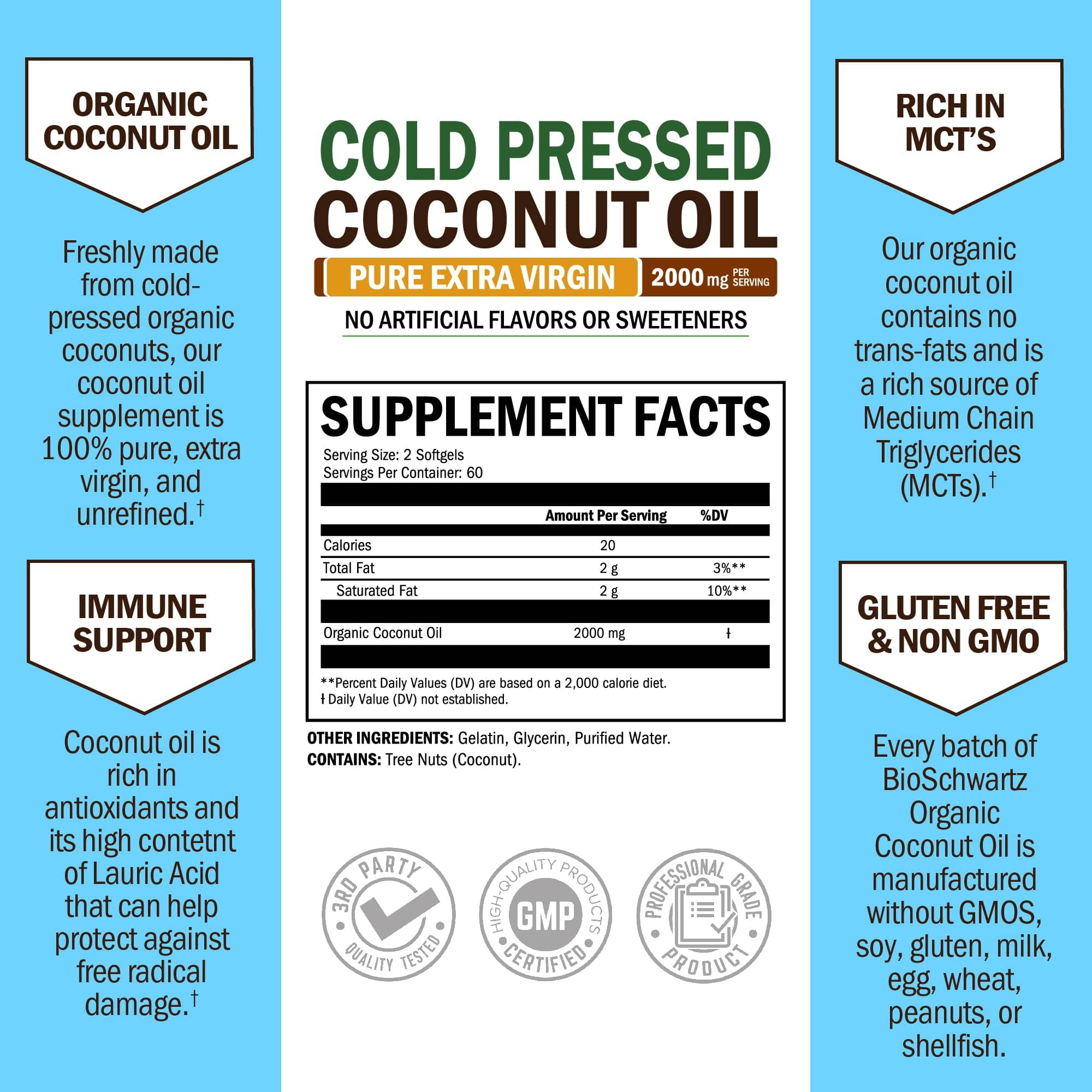 Coconut Oil Softgels, 120ct
