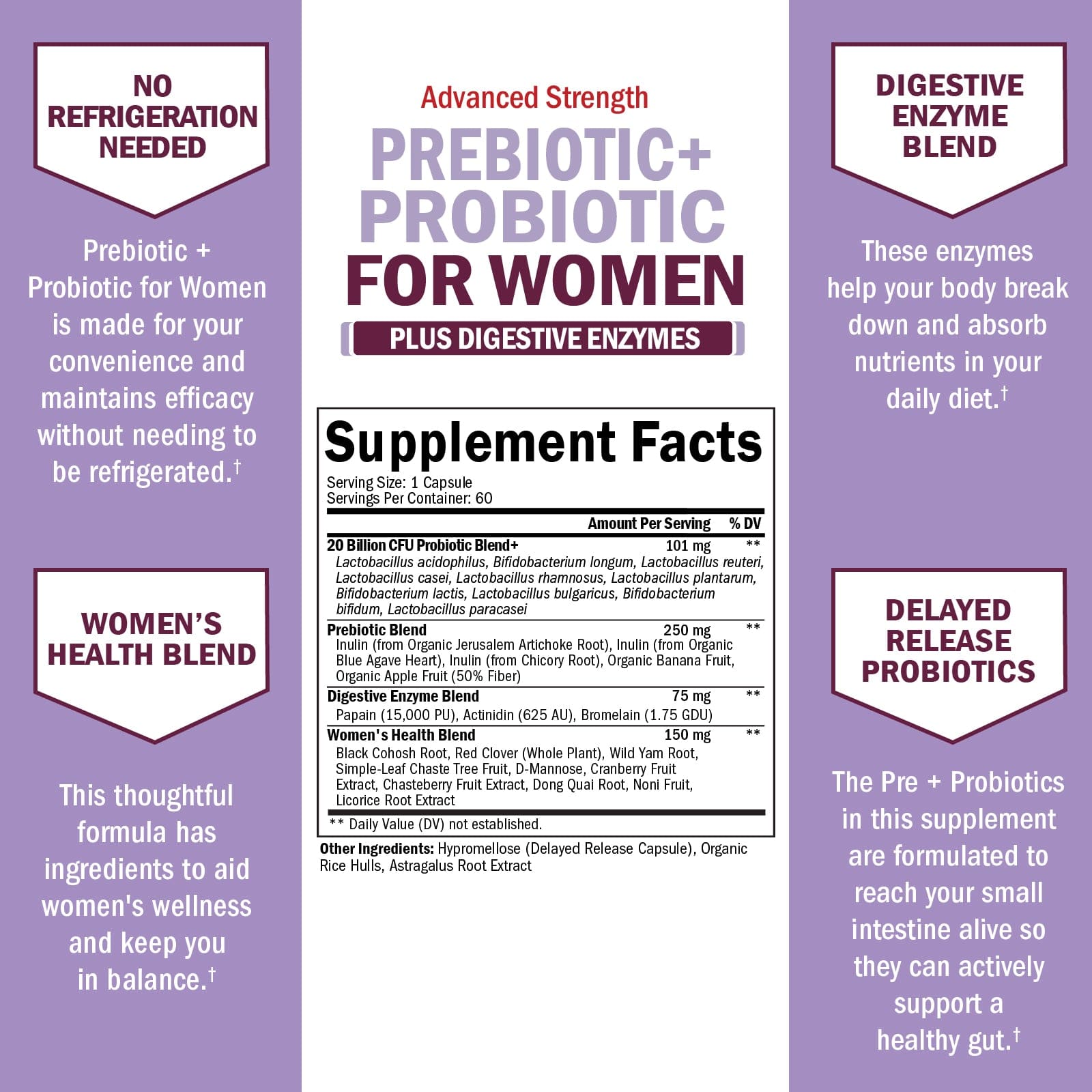 Women's Prebiotic + Probiotic Capsules, 60ct