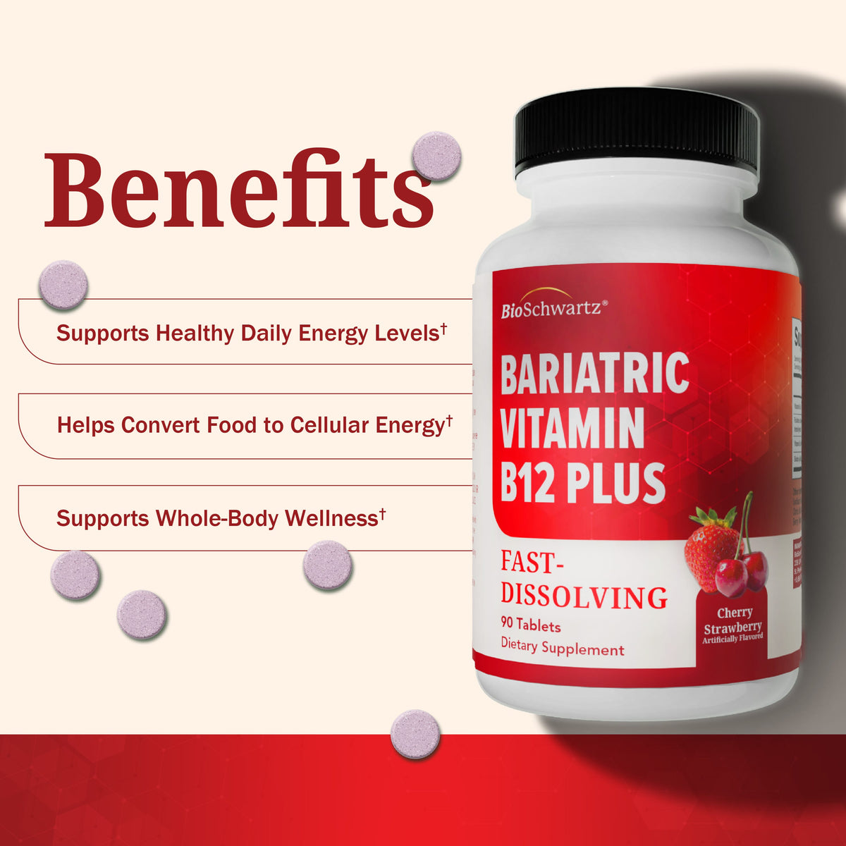 Bariatric Vitamin B12 Plus 90 Day Meltable Tablets