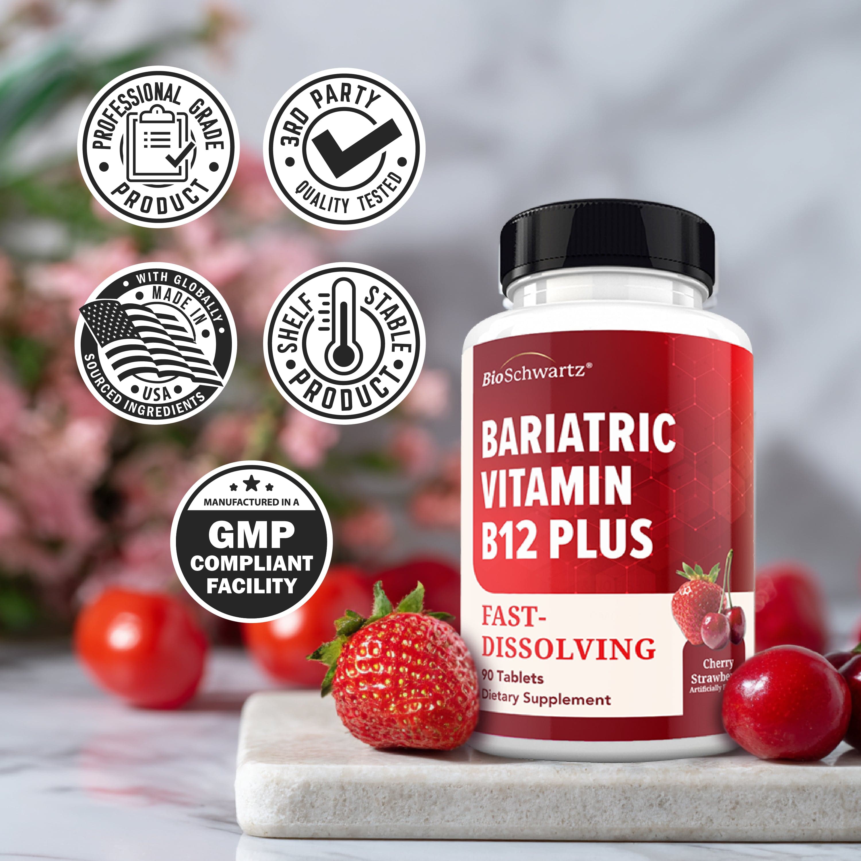 Bariatric Vitamin B12 Plus 90 Day Meltable Tablets, 90ct