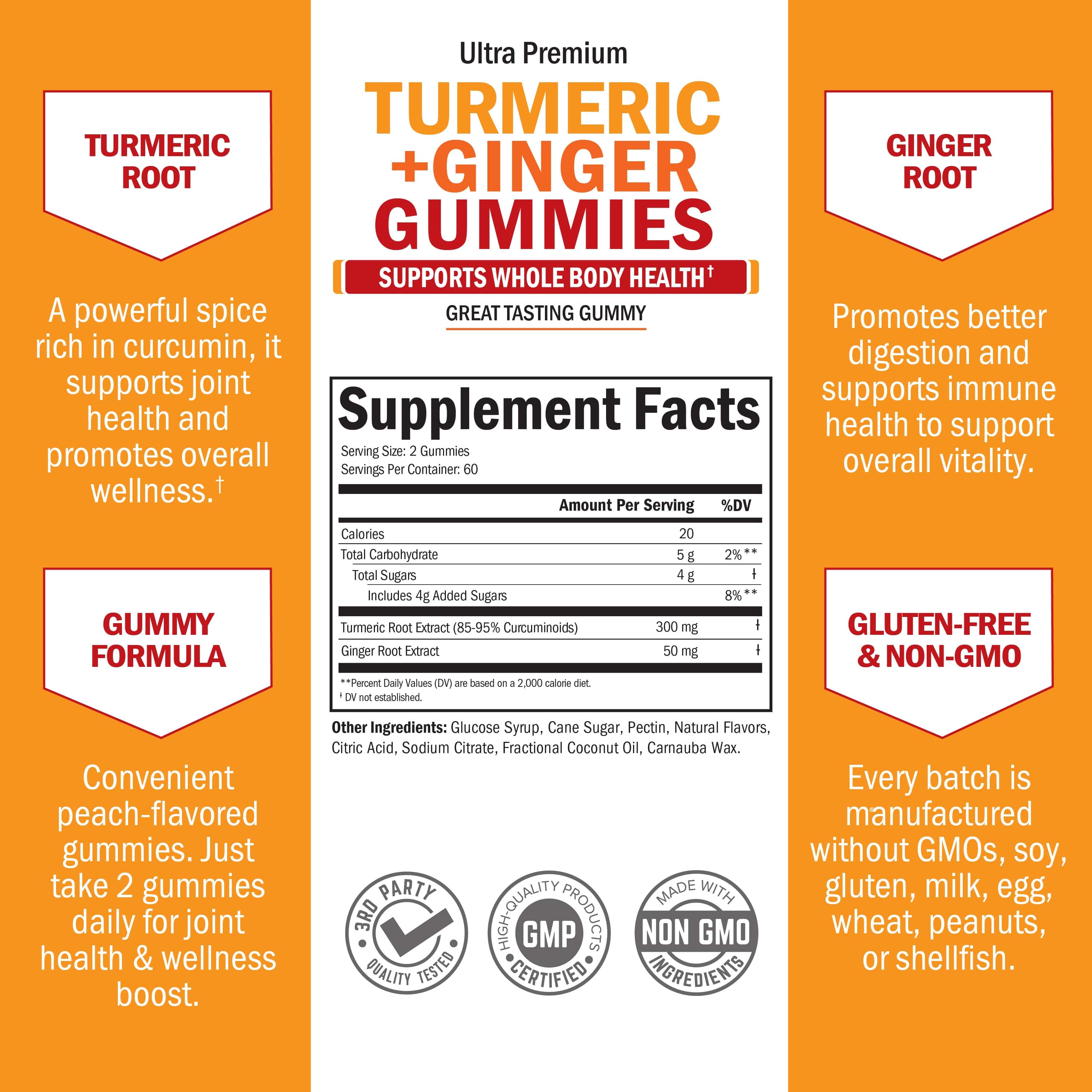 Turmeric + Ginger Gummies, 120ct
