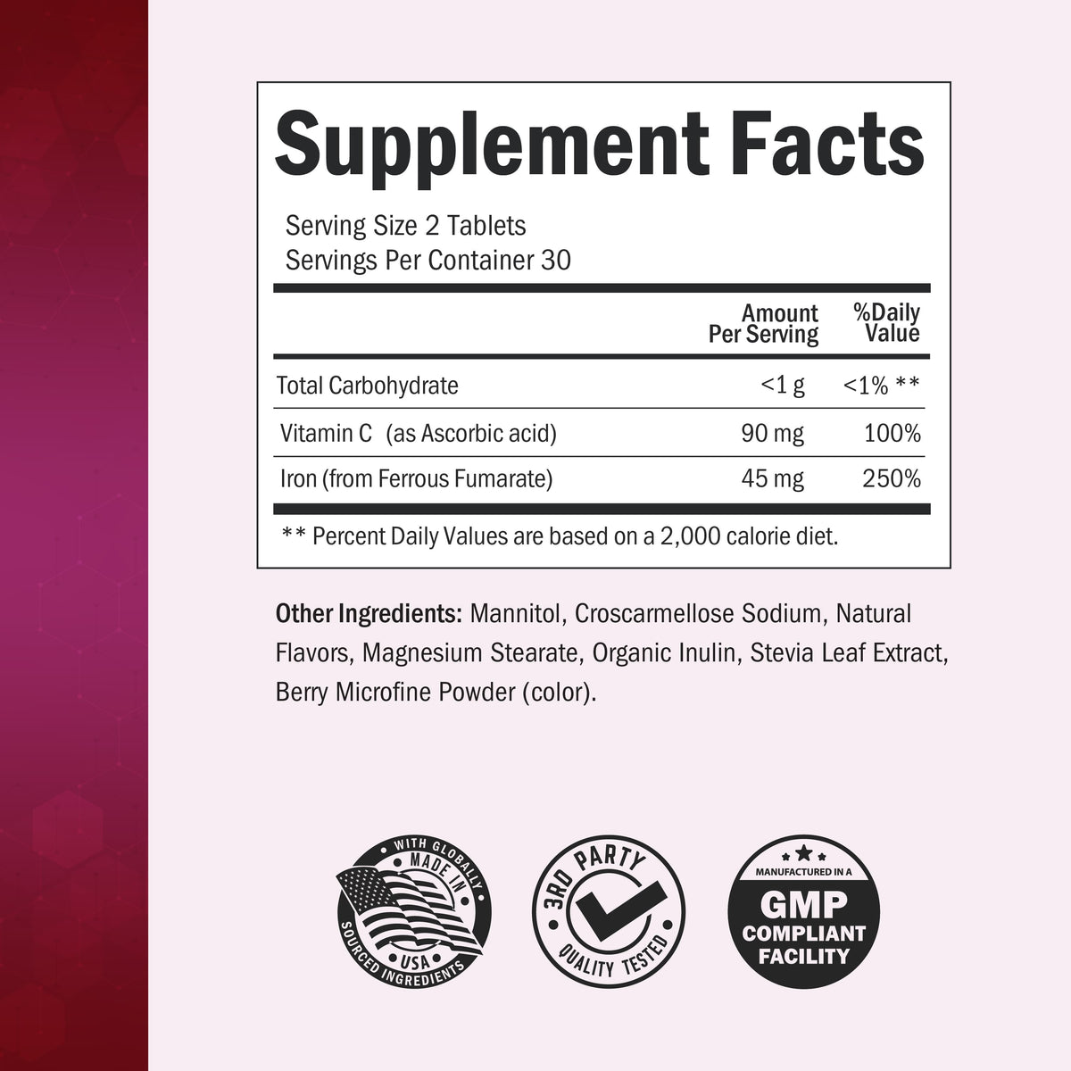 Bariatric Iron + Vitamin C 30 Day Meltable Tablets