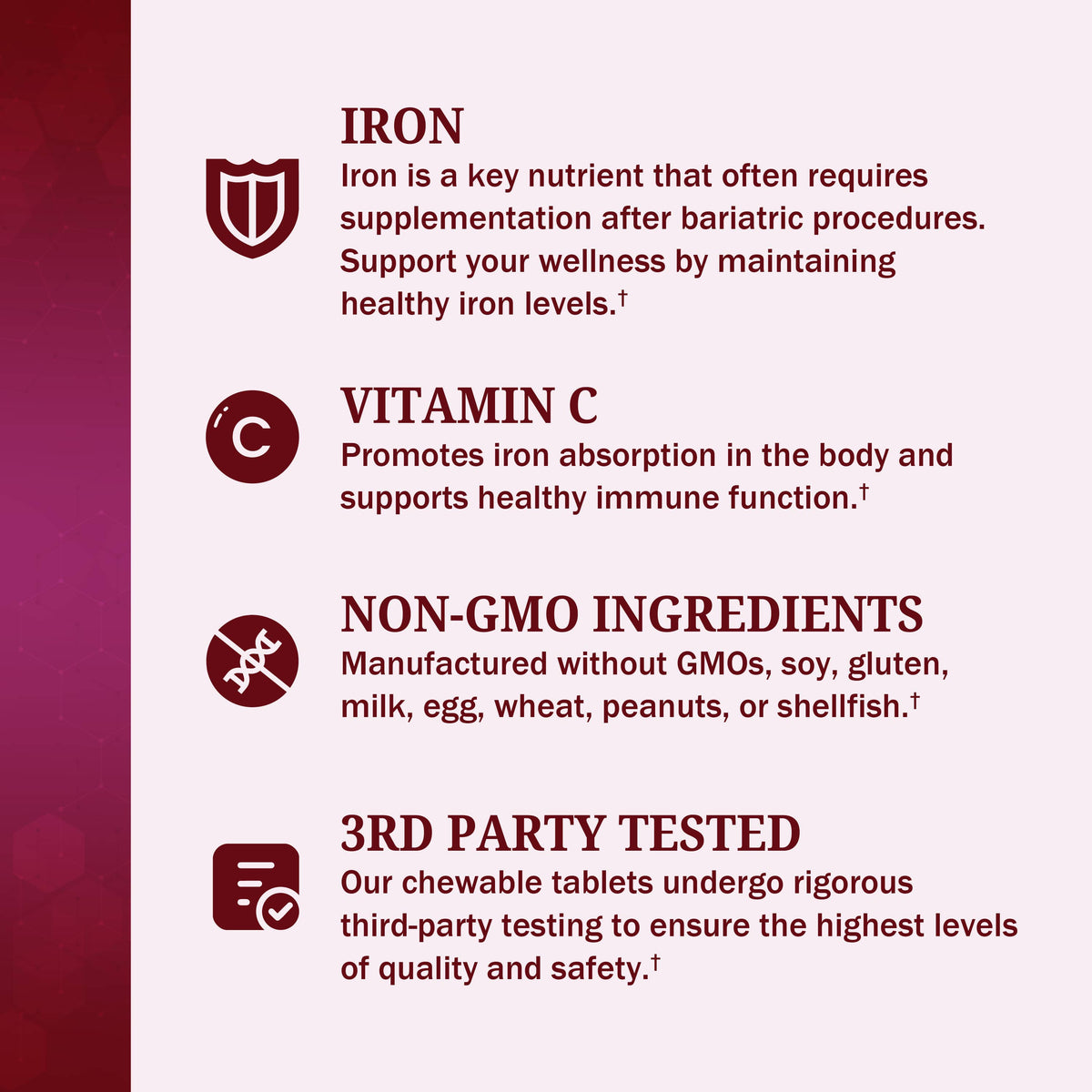 Bariatric Iron + Vitamin C 30 Day Meltable Tablets