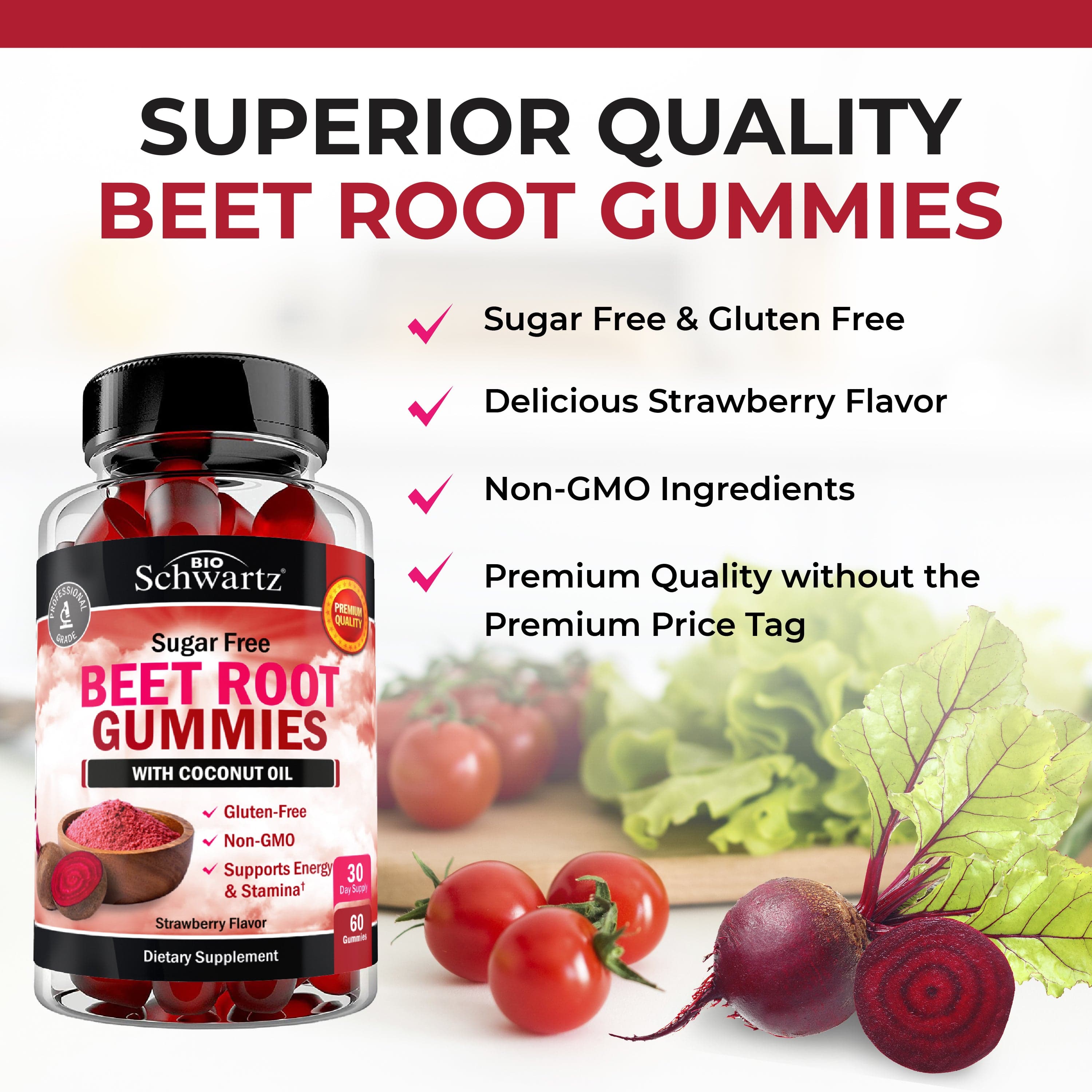 Sugar Free Beet Root Gummies, 60ct