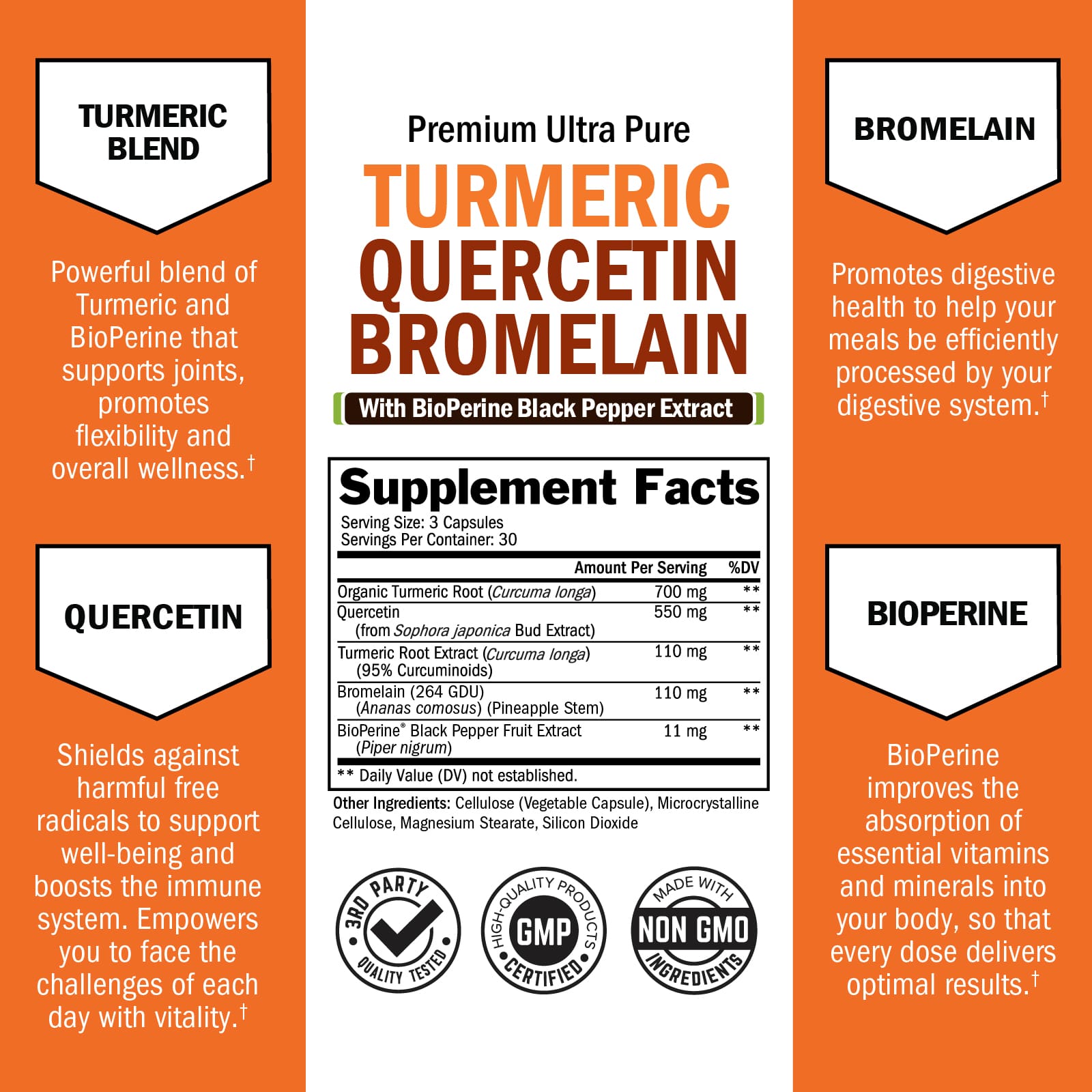 Turmeric Quercetin Bromelain Capsules