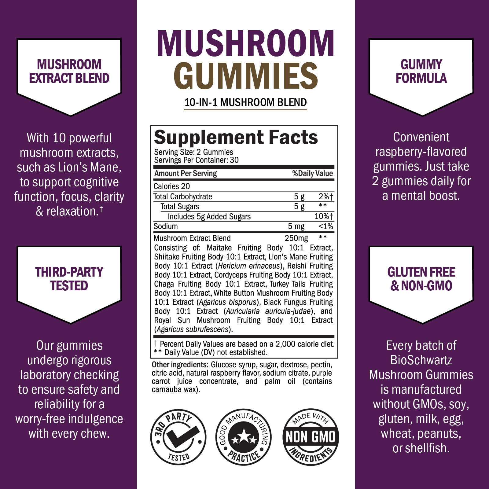 Mushroom Gummies, Mixed Berry