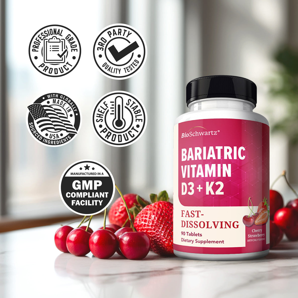 Bariatric Vitamin D3+K2 90 Day Meltable Tablets